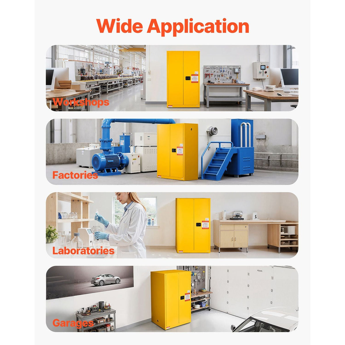 Flammable Cabinet, 37.9 x 34.0 x 65.0 Inch, 65 Gallon Flammable Storage Cabinet with Adjustable Shelf, Cold-Rolled and Galvanized Steel Fire Cabinets, for Commercial Industrial Home Use, Yellow