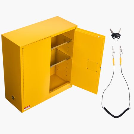 Flammable Cabinet, 43.0 x 18.1 x 46.4 Inch, 29 Gallon Flammable Storage Cabinet with Adjustable Shelf, Cold-Rolled and Galvanized Steel Fire Cabinets, for Commercial Industrial Home Use, Yellow