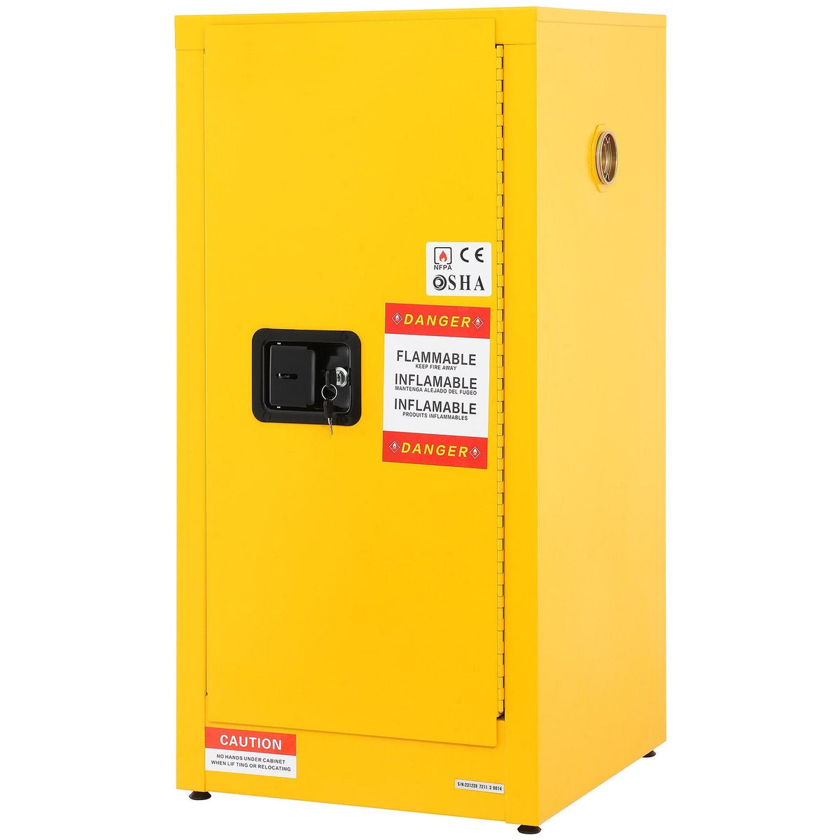 Flammable Safety Cabinet, 16 Gal, Cold-Rolled Steel Flammable Liquid Storage Cabinet, 18.1 x 18.1 x 35.4 in Explosion Proof with 2 Adjustable Shelves 1 Door for Commercial Industrial Use, Yellow