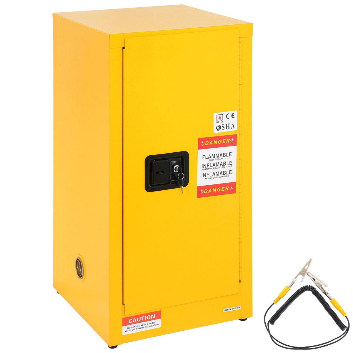 Flammable Safety Cabinet, 16 Gal, Cold-Rolled Steel Flammable Liquid Storage Cabinet, 18.1 x 18.1 x 35.4 in Explosion Proof with 2 Adjustable Shelves 1 Door for Commercial Industrial Use, Yellow