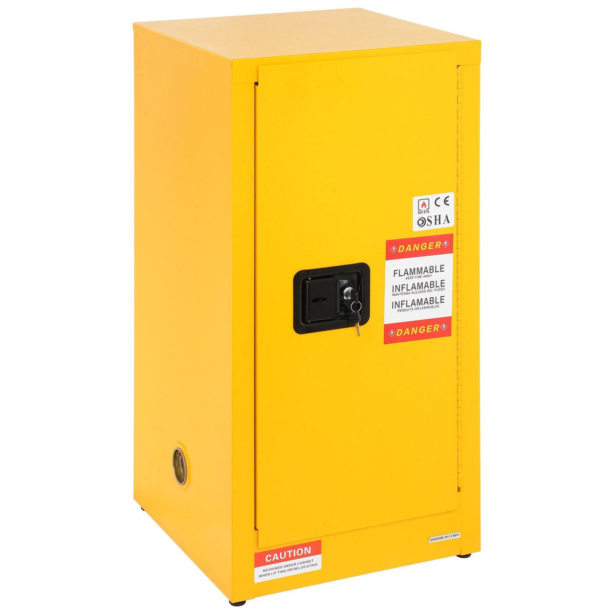 Flammable Safety Cabinet, 16 Gal, Cold-Rolled Steel Flammable Liquid Storage Cabinet, 18.1 x 18.1 x 35.4 in Explosion Proof with 2 Adjustable Shelves 1 Door for Commercial Industrial Use, Yellow