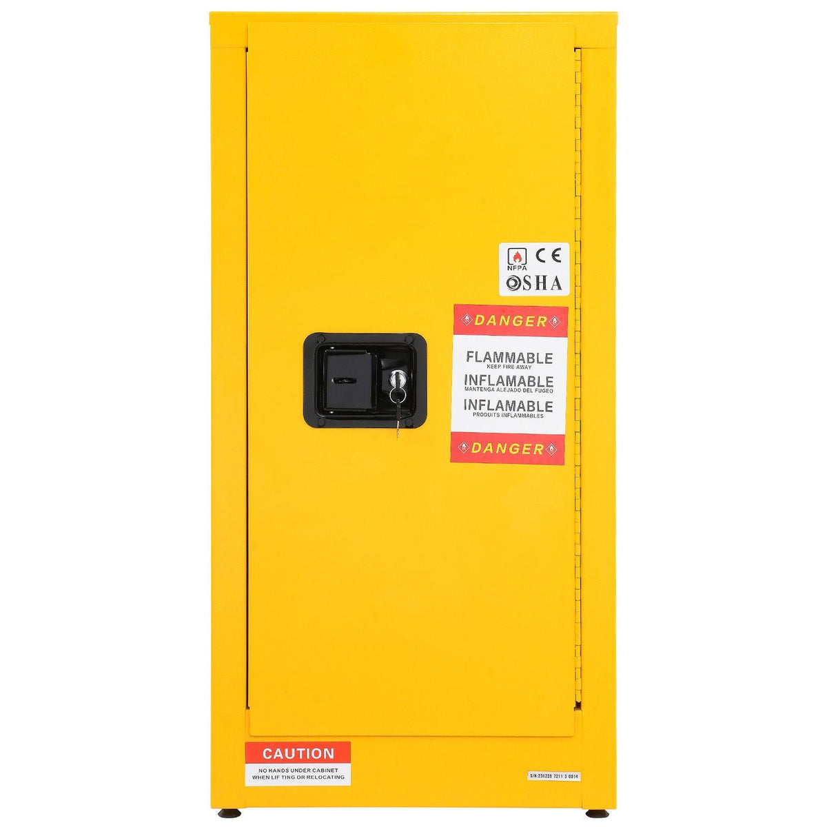 Flammable Safety Cabinet, 16 Gal, Cold-Rolled Steel Flammable Liquid Storage Cabinet, 18.1 x 18.1 x 35.4 in Explosion Proof with 2 Adjustable Shelves 1 Door for Commercial Industrial Use, Yellow