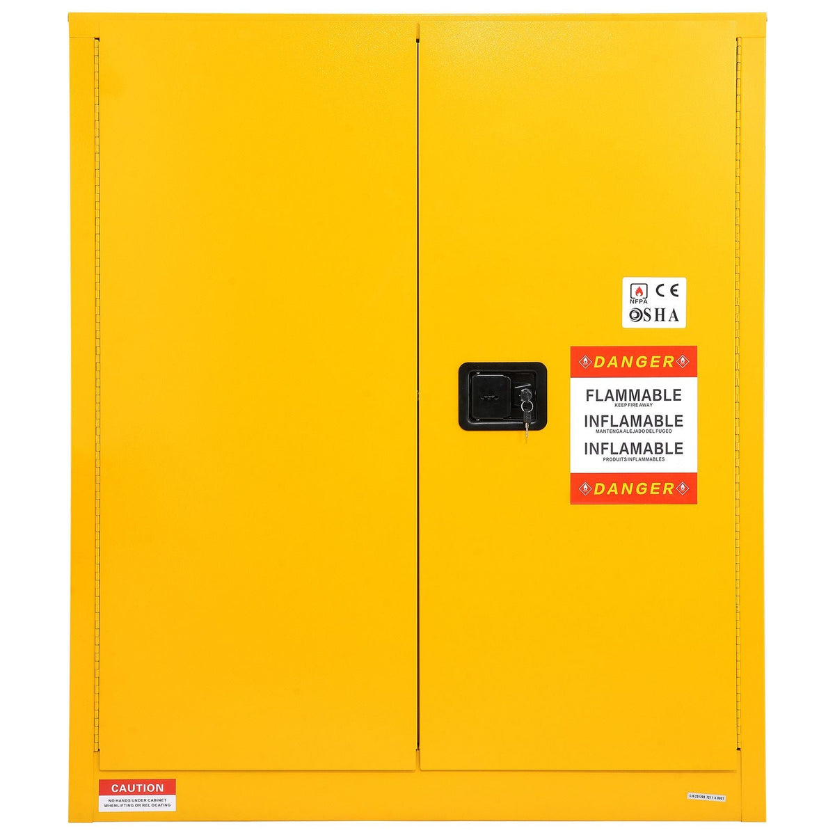 Flammable Storage Cabinet 34 Gal, 43.1x18.1x50.1 inch Cold-Rolled Steel Flammable Liquid Storage Cabinet Explosion Proof with 1 Adjustable Shelf 2 Manual Closing Doors for Industrial Use, Yellow