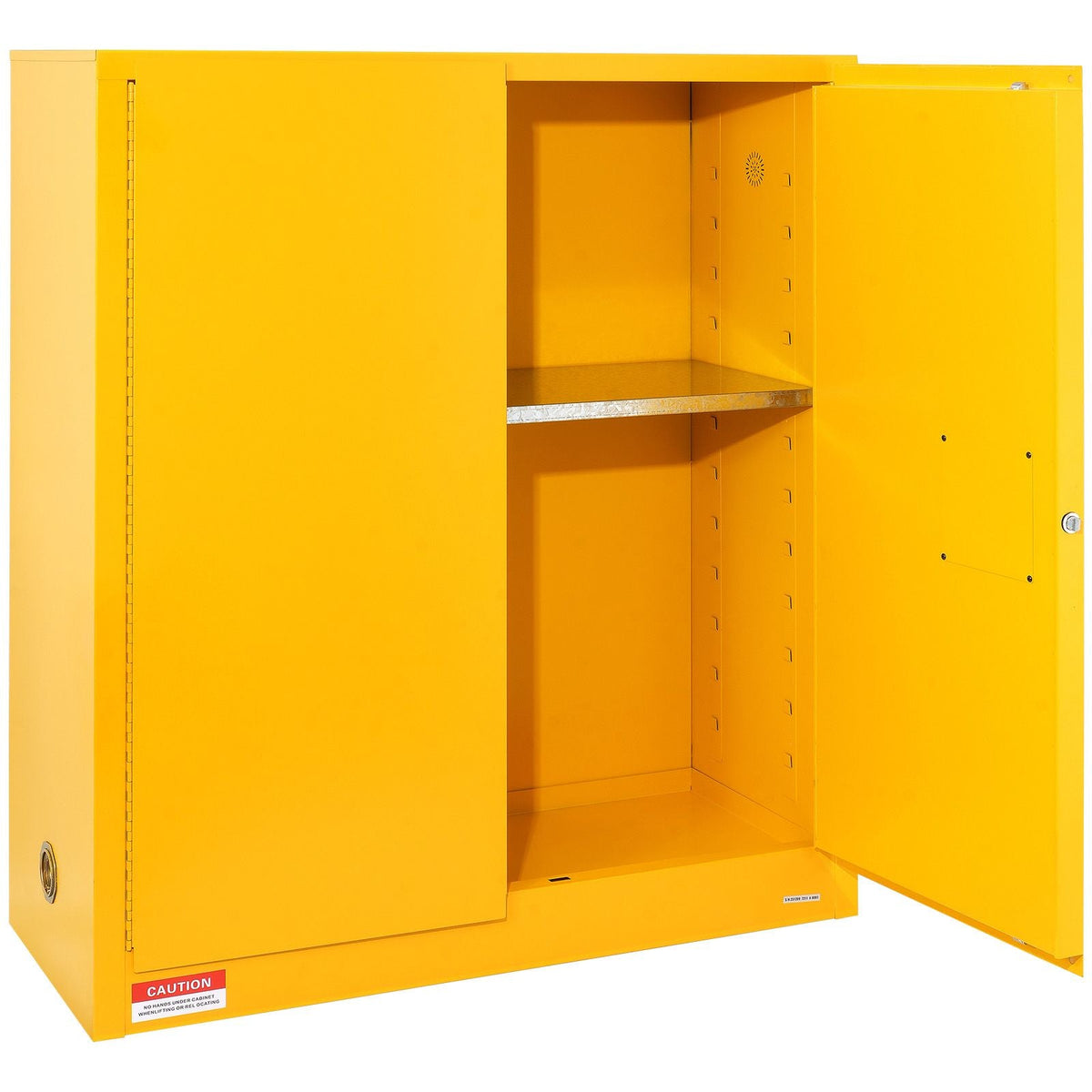 Flammable Storage Cabinet 34 Gal, 43.1x18.1x50.1 inch Cold-Rolled Steel Flammable Liquid Storage Cabinet Explosion Proof with 1 Adjustable Shelf 2 Manual Closing Doors for Industrial Use, Yellow
