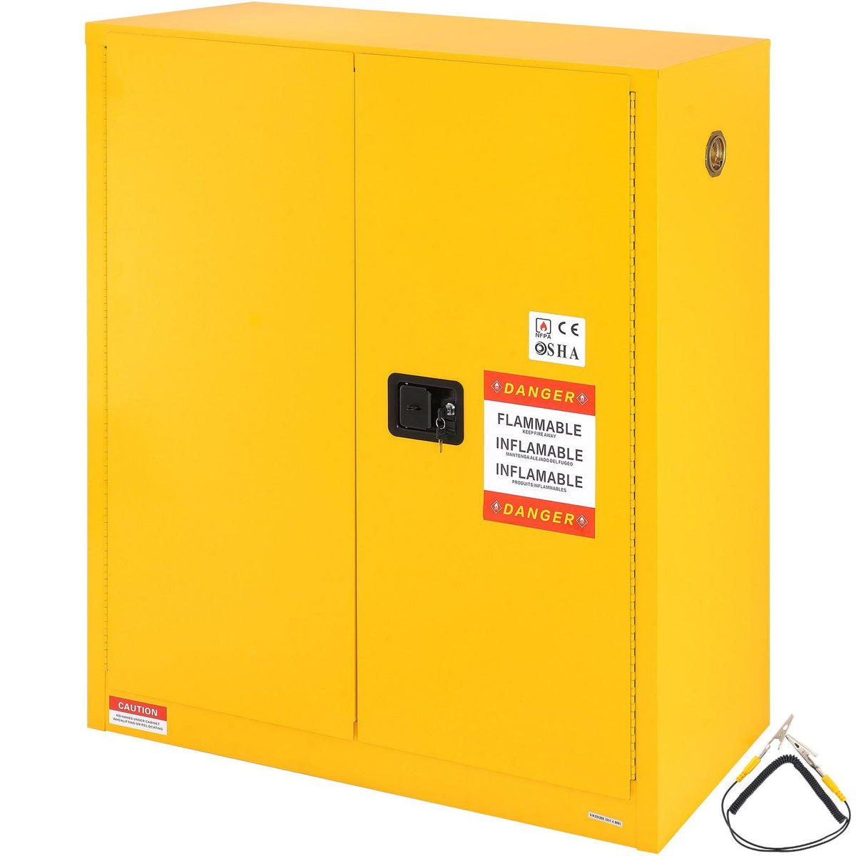 Flammable Storage Cabinet 34 Gal, 43.1x18.1x50.1 inch Cold-Rolled Steel Flammable Liquid Storage Cabinet Explosion Proof with 1 Adjustable Shelf 2 Manual Closing Doors for Industrial Use, Yellow