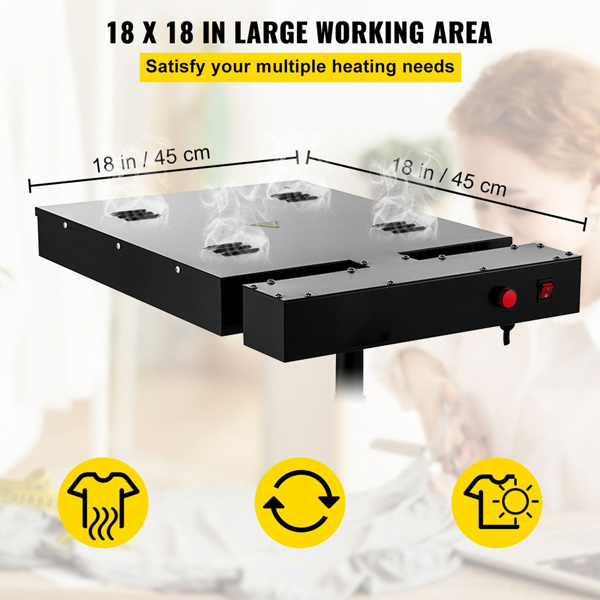Flash Dryer 18x18Inch Electrical Control Box Flash Dryer for Screen Printing Adjustable Stand Screen Printing Dryer T-Shirt Curing Machine