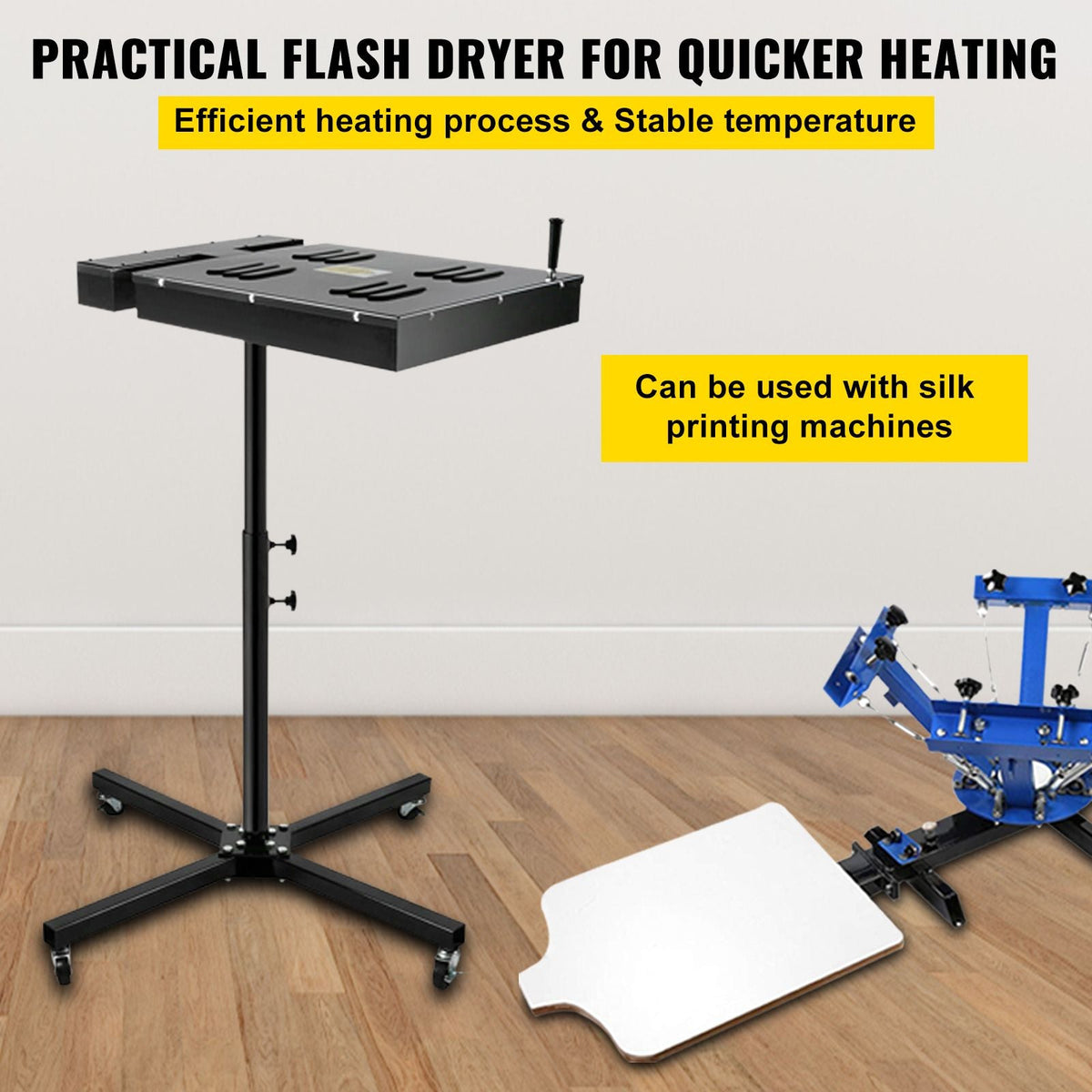 Flash Dryer 18x18Inch Electrical Control Box Flash Dryer for Screen Printing Adjustable Stand Screen Printing Dryer T-Shirt Curing Machine