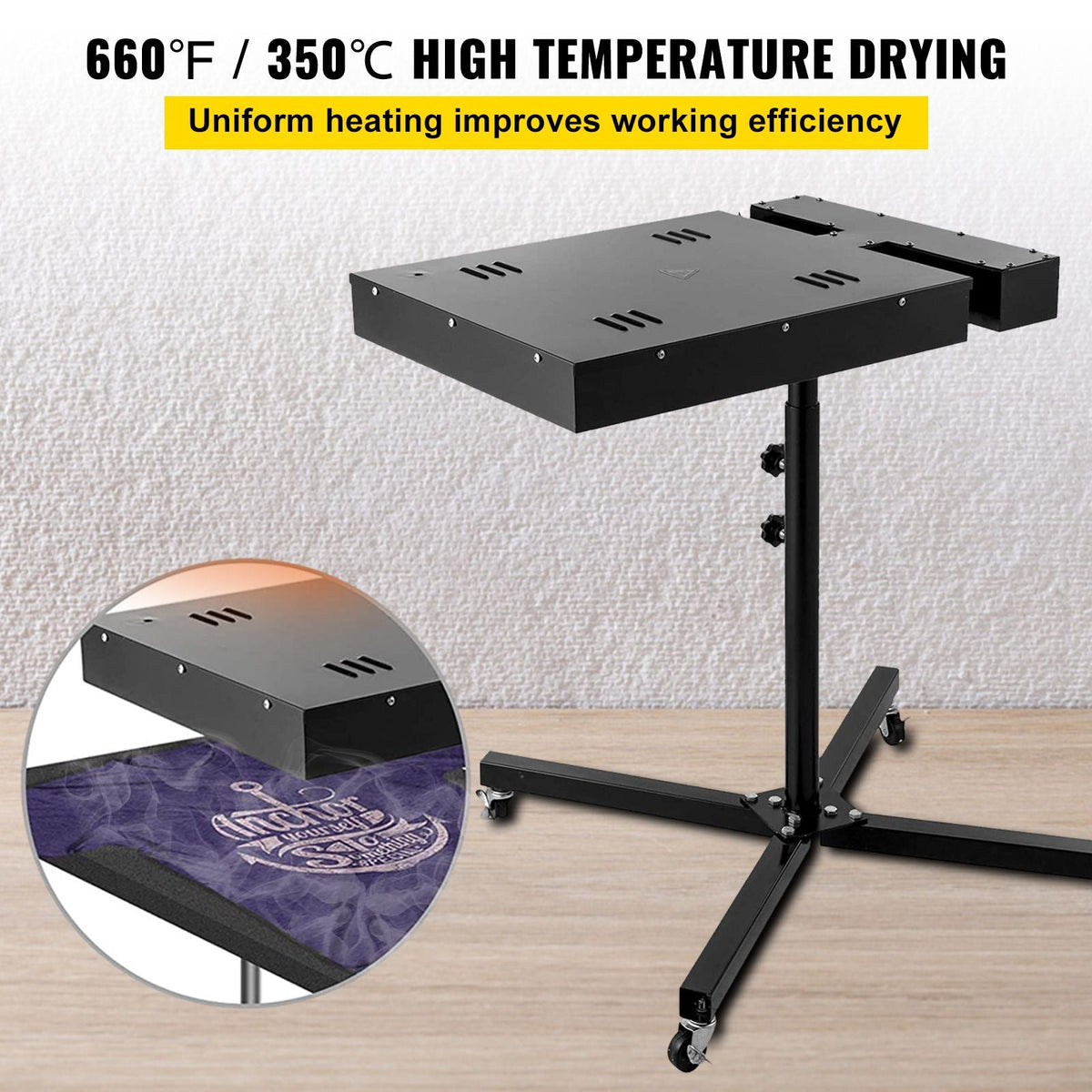 Flash Dryer 18x18Inch Electrical Control Box Flash Dryer for Screen Printing Adjustable Stand Screen Printing Dryer T-Shirt Curing Machine