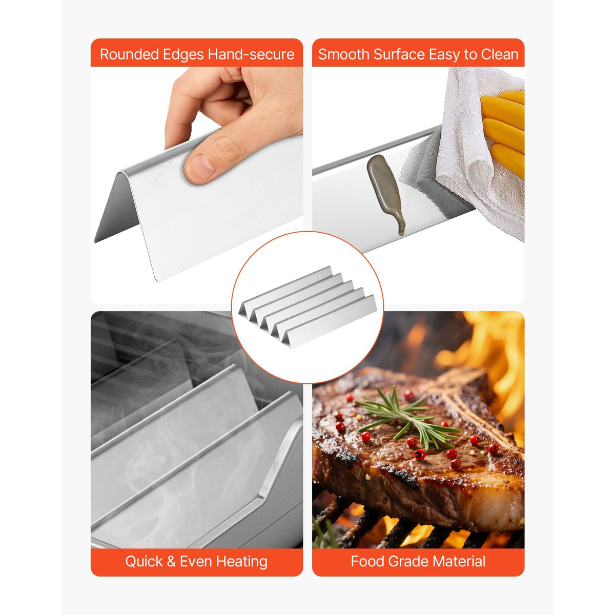 Flavorizer Bars and Heat Deflectors, 17 inch Grill Replacement Part, for Weber Genesis 300 Series Grills, Including E310 E320 E330 S310 S320 S330, Stainless Steel Thicker Heat Plate, 7 Pack