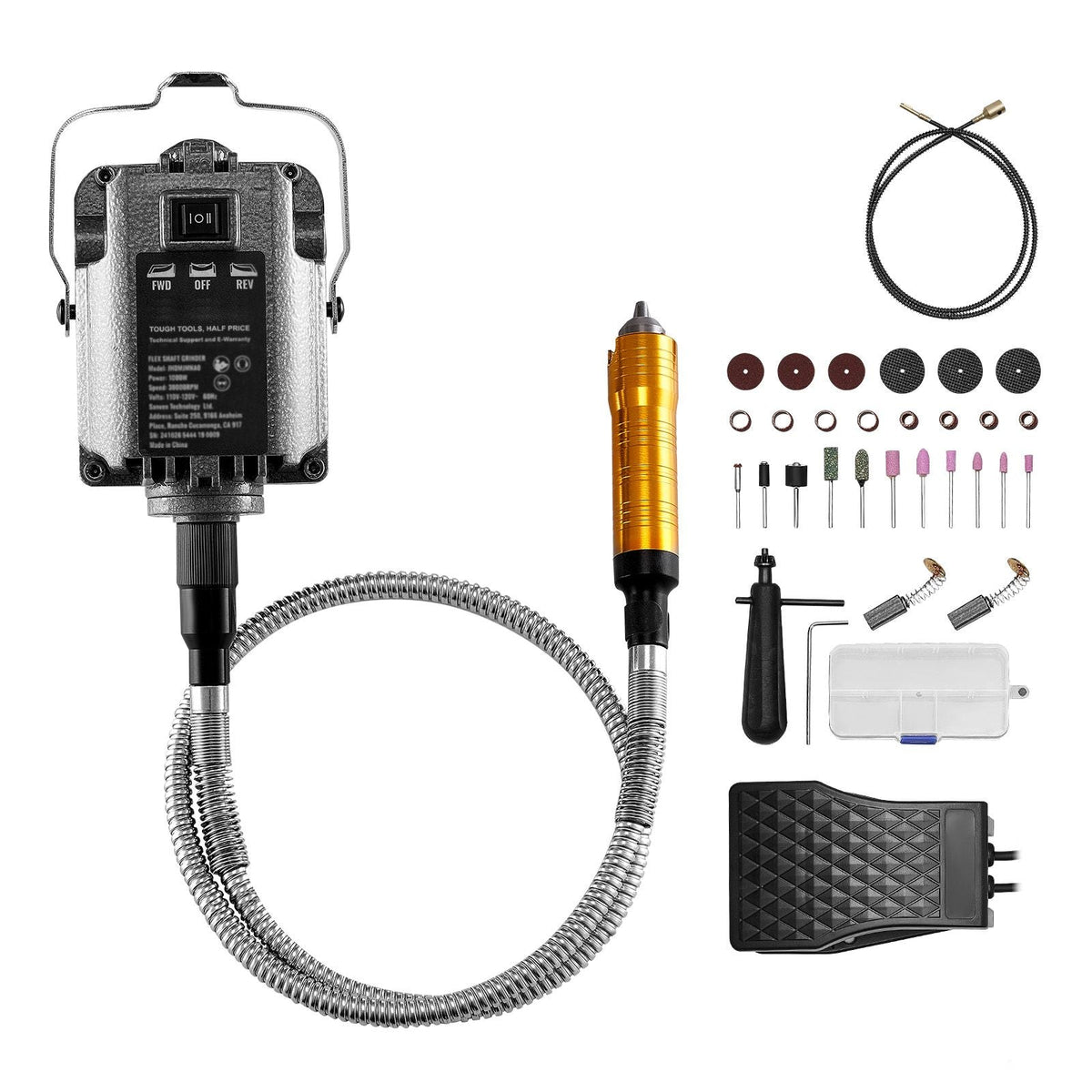 Flex Shaft Grinder, 1000W 30,000RPM Electric Flex Shaft Rotary Tool Carver, Multi-functional Hanging Grinding Machine with 31PCS Accessories & Foot Pedal for Carving Buffing Drilling Polishing