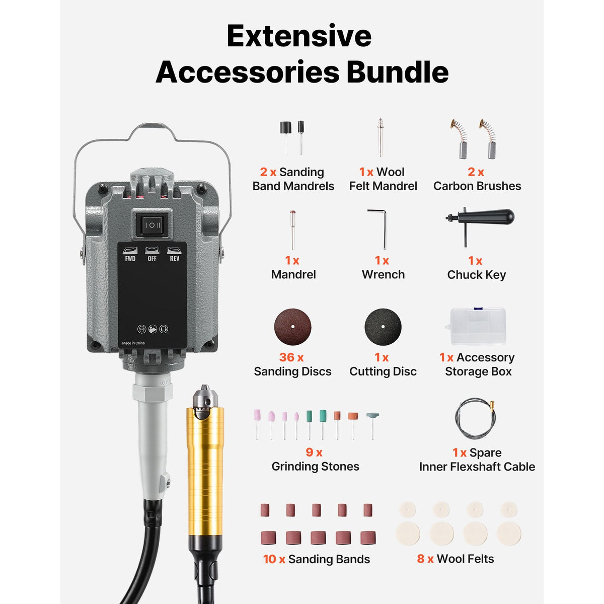 Flex Shaft Grinder, 1000W 30000RPM Electric Flex Shaft Rotary Tool, Foot-Pedal Control Hanging Carver Grinder with 74PCS Accessory Kit for Sanding Buffing Polishing Cutting