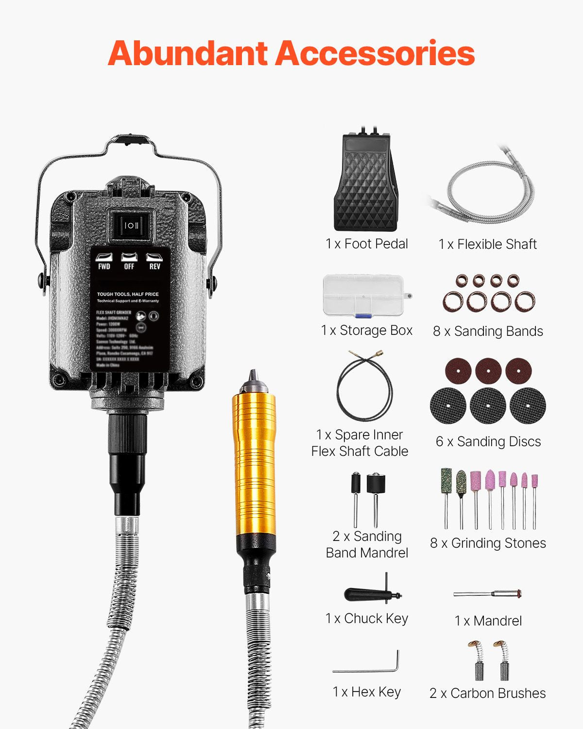 Flex Shaft Grinder, 1200W 30,000RPM Electric Flex Shaft Rotary Tool Carver, Multi-functional Hanging Grinding Machine with 31PCS Accessories & Foot Pedal for Carving Buffing Drilling Polishing