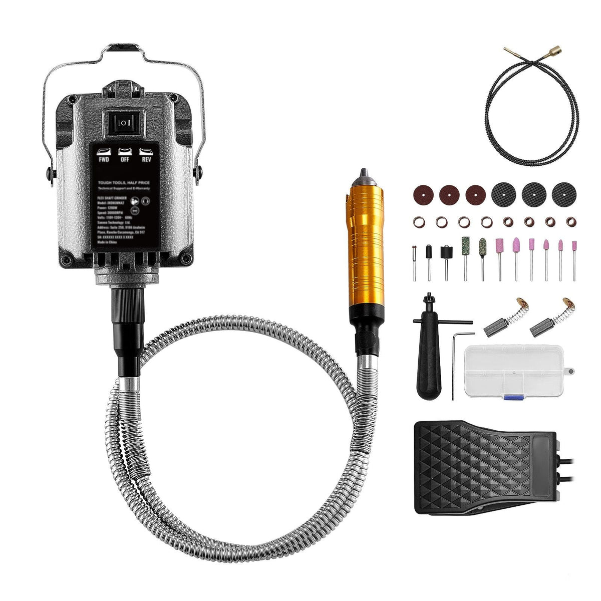 Flex Shaft Grinder, 1200W 30,000RPM Electric Flex Shaft Rotary Tool Carver, Multi-functional Hanging Grinding Machine with 31PCS Accessories & Foot Pedal for Carving Buffing Drilling Polishing