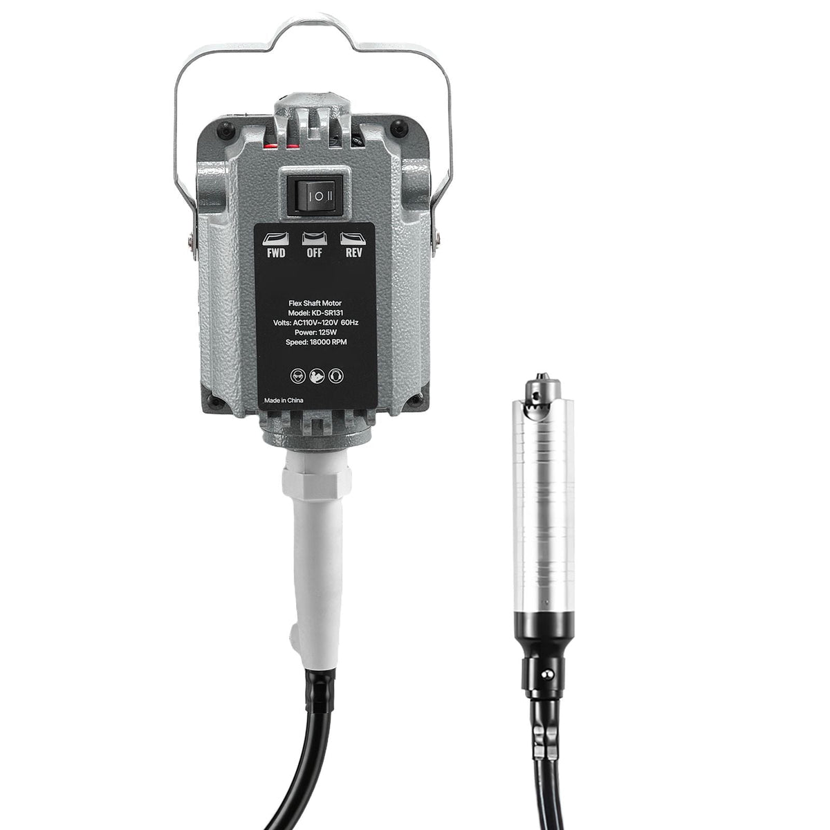 Flex Shaft Grinder, 125W 18000RPM Electric Flex Shaft Rotary Tool, Foot Pedal Control Hanging Carver Grinder with Forward-Reverse Rotation for Carving Buffing Engraving Polishing