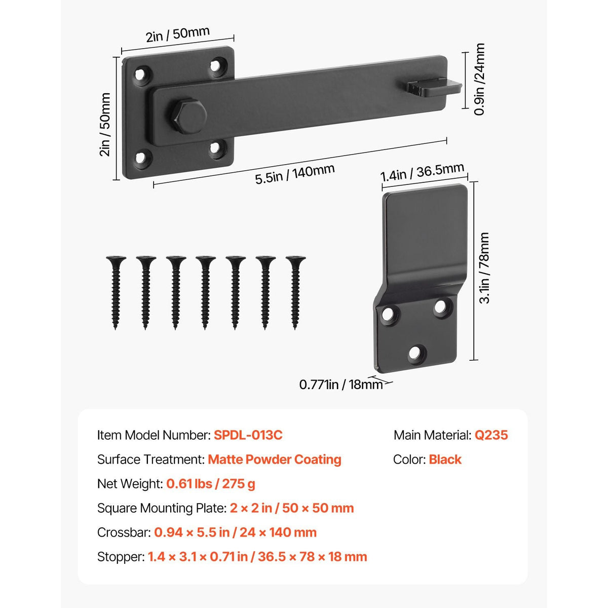 Flip Gate Latch, Metal Heavy Duty Gate Latches, Flip Latch Hardware with High Hardness, 360° Rotating Latches, Matte Powder Coating Finish, Ideal for Fence, Garage, Pool, Garden, Black