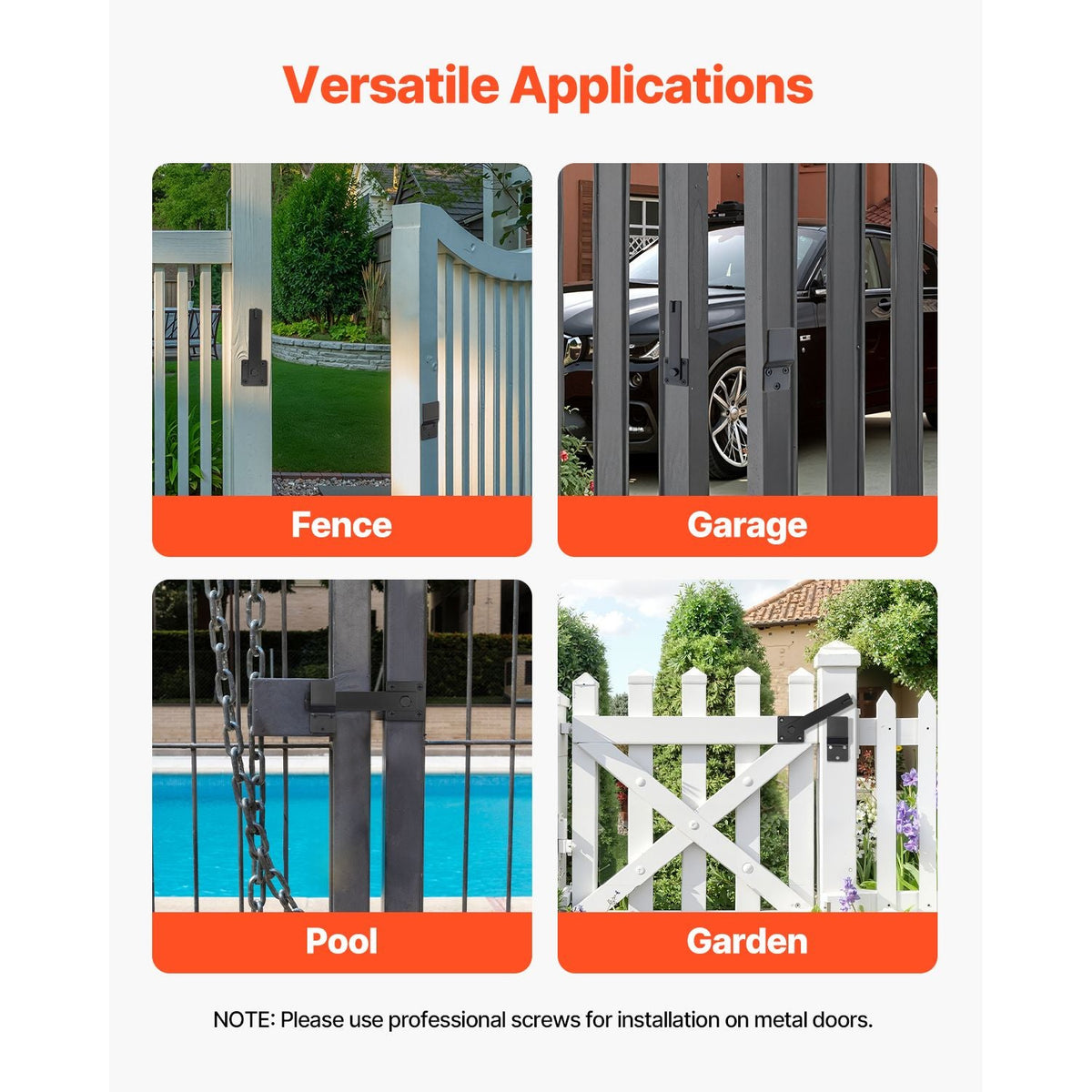 Flip Gate Latch, Metal Heavy Duty Gate Latches, Flip Latch Hardware with High Hardness, 360° Rotating Latches, Matte Powder Coating Finish, Ideal for Fence, Garage, Pool, Garden, Black