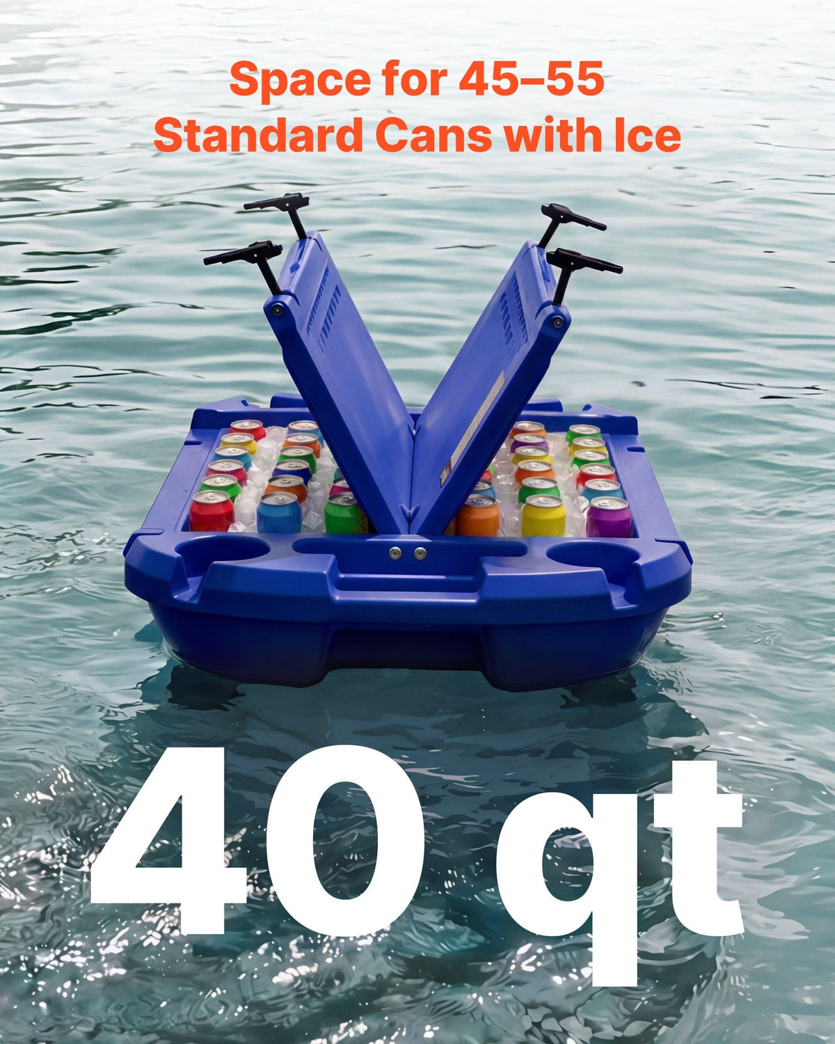 Floating Cooler, 40 QT Floating Ice Chest with Dry Storage, Wheels & Tow Rope, Premium LLDPE Amphibious Drink Cooler for Water & Land, Cruise Stable on Lake, River, Pool, Beach, Kayak, Deep Blue