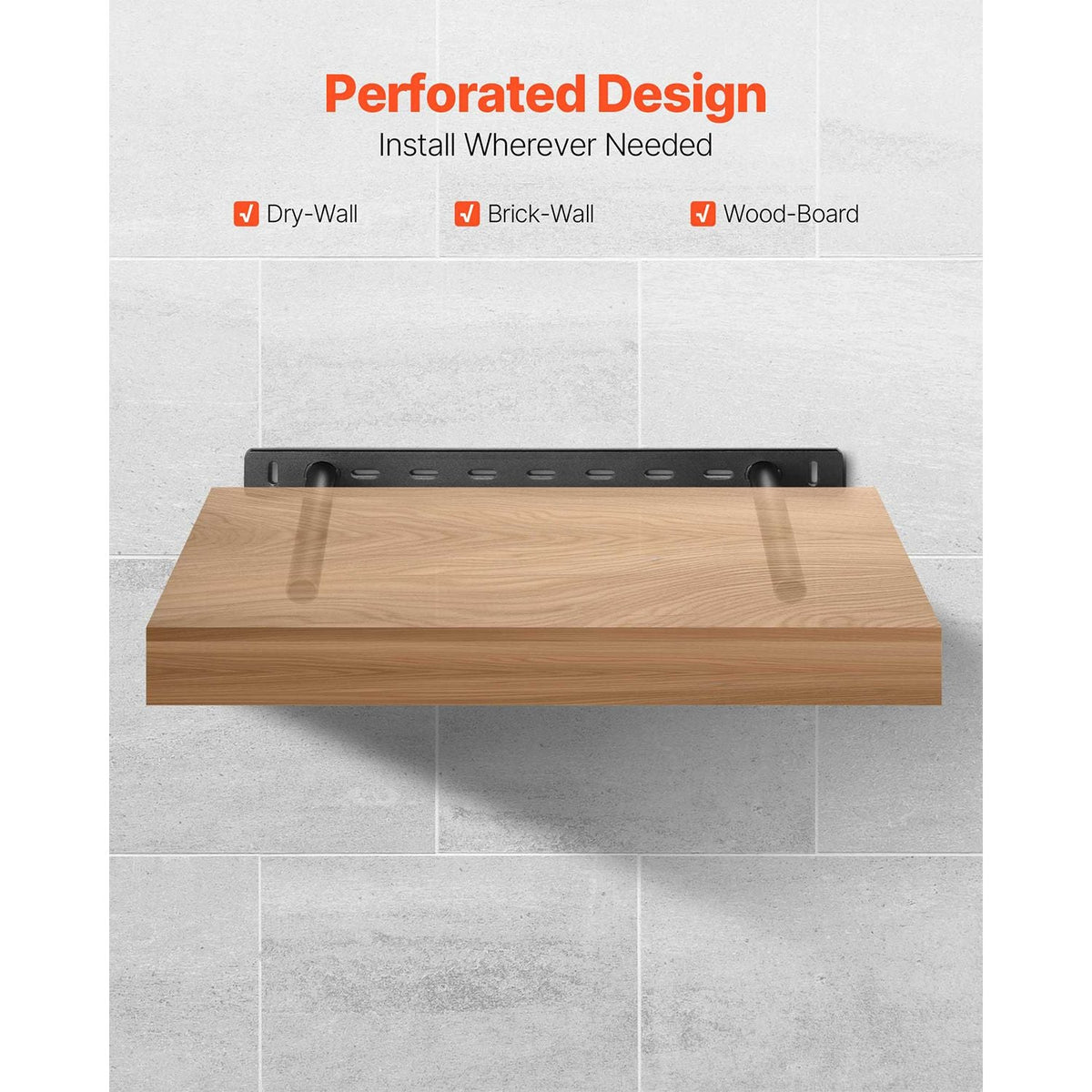 Floating Shelf Brackets 2 Pcs, 150 lbs/68 kg Weight Capacity, 16x6.2x1.5 inch / 406.4x157.4x38.1 mm, Heavy Duty Hidden Shelf Brackets Support, Wall Mounting Invisible Floating Shelves Bracket