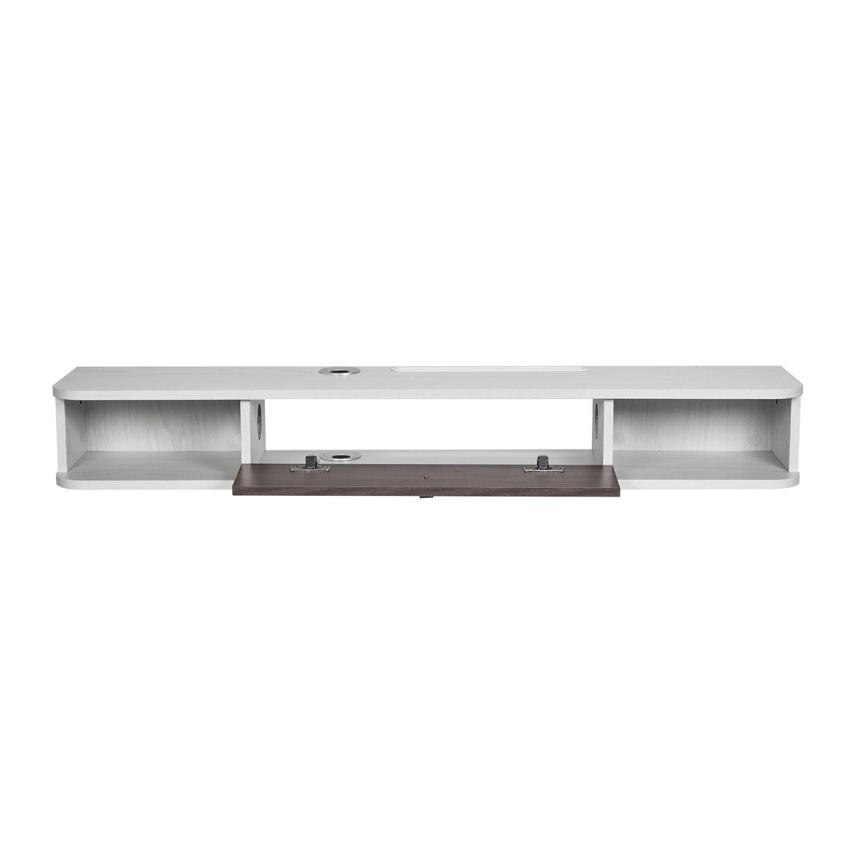 Floating TV Stand, 47 in Wall Mount Entertainment Center with Cable Hole, Modern Floating TV Shelf with Storage Cabinet, Particle Board Console for DVD Player, Cable Box, Game Console, White