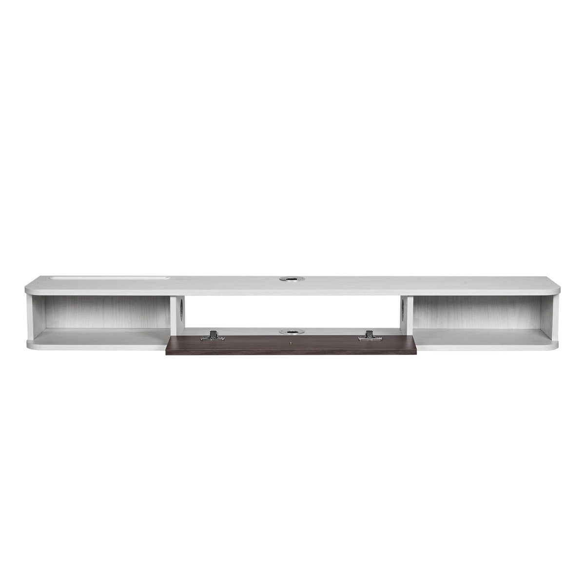 Floating TV Stand, 55 in Wall Mount Entertainment Center with Cable Hole, Modern Floating TV Shelf with Storage Cabinet, Particle Board Console for DVD Player, Cable Box, Game Console, White