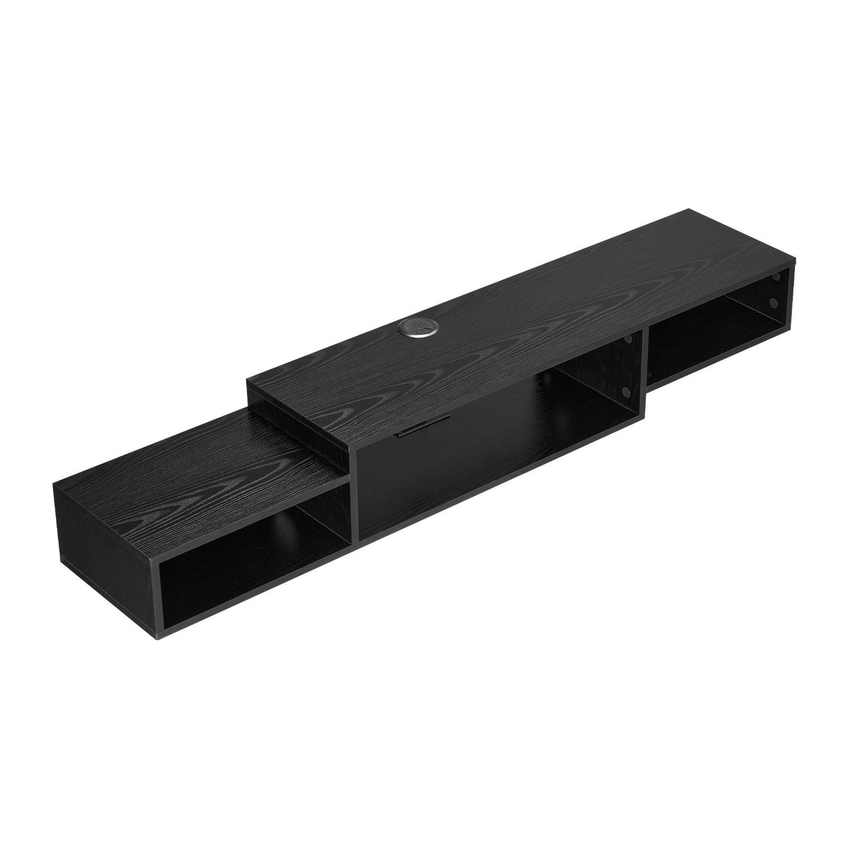 Floating TV Stand, 59" Wall Mount Entertainment Center with Power Outlet & Cable Hole, Modern Floating TV Shelf with Storage Cabinet for DVD Player, Cable Box, Game Console, TV Accessory, Black