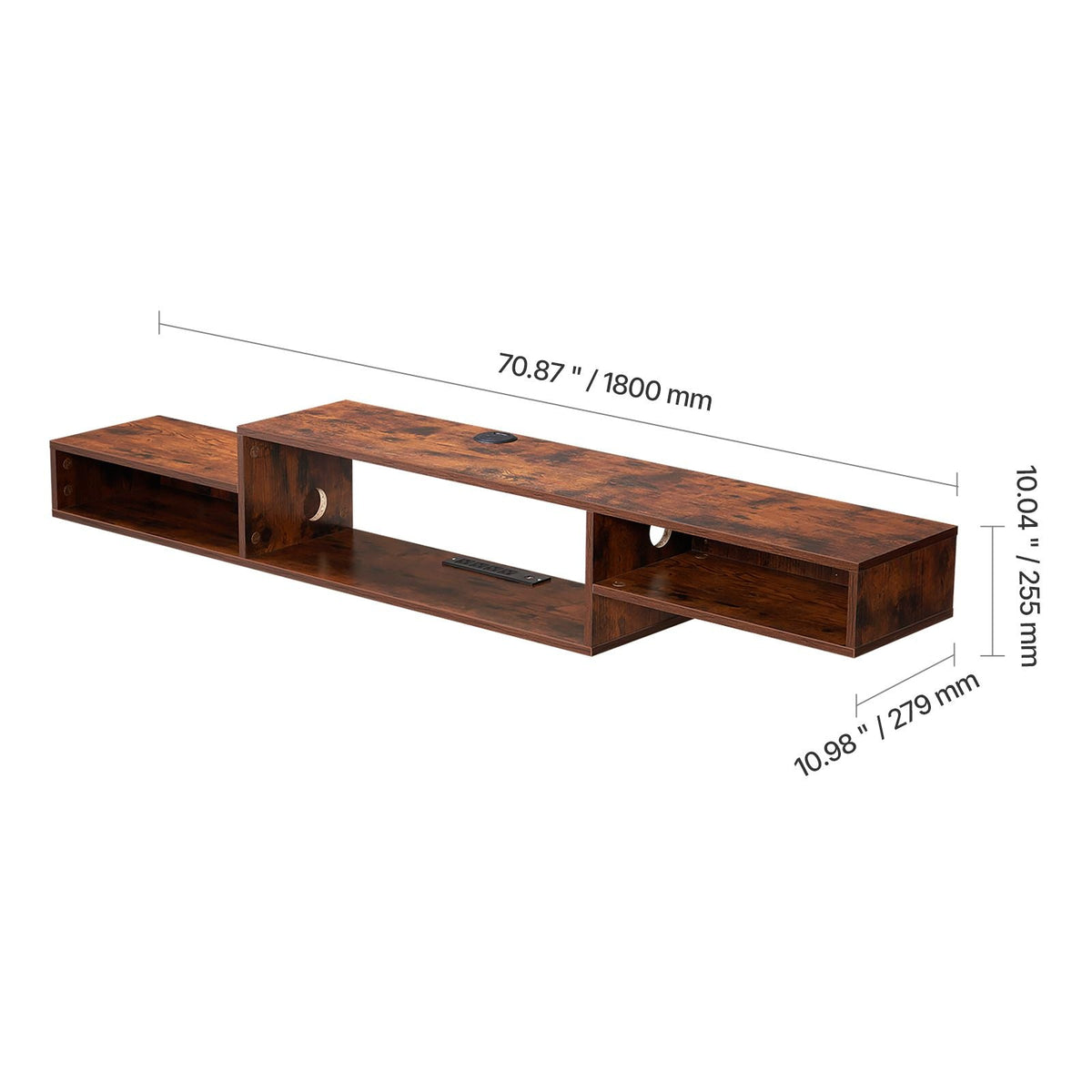 Floating TV Stand, 70" Wall Mount Entertainment Center with Power Outlet & Cable Hole, Modern Floating TV Shelf with Storage Cabinet for DVD Player, Cable Box, Game Console, TV Accessory, Wood