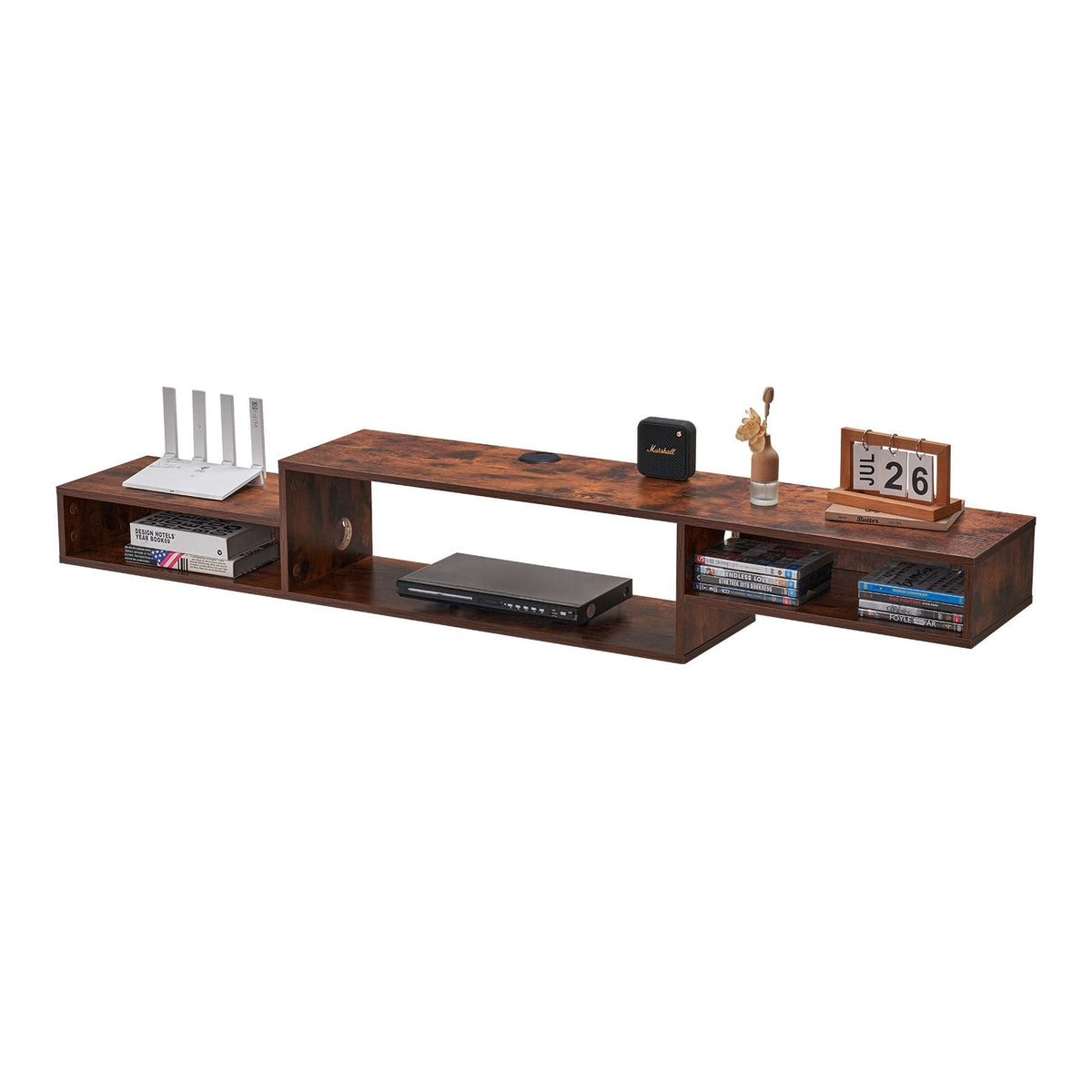 Floating TV Stand, 70" Wall Mount Entertainment Center with Power Outlet & Cable Hole, Modern Floating TV Shelf with Storage Cabinet for DVD Player, Cable Box, Game Console, TV Accessory, Wood