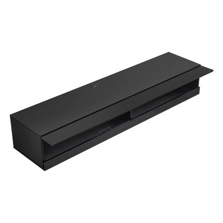 Floating TV Stand, 71 in Wall Mount Entertainment Center with Power Outlet & LED Lights, Modern Floating TV Shelf with 2 Drawers & Storage Cabinet for DVD Player, Cable Box, Game Console, Black
