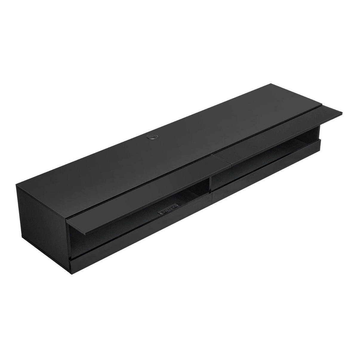 Floating TV Stand, 71 in Wall Mount Entertainment Center with Power Outlet & LED Lights, Modern Floating TV Shelf with 2 Drawers & Storage Cabinet for DVD Player, Cable Box, Game Console, Black