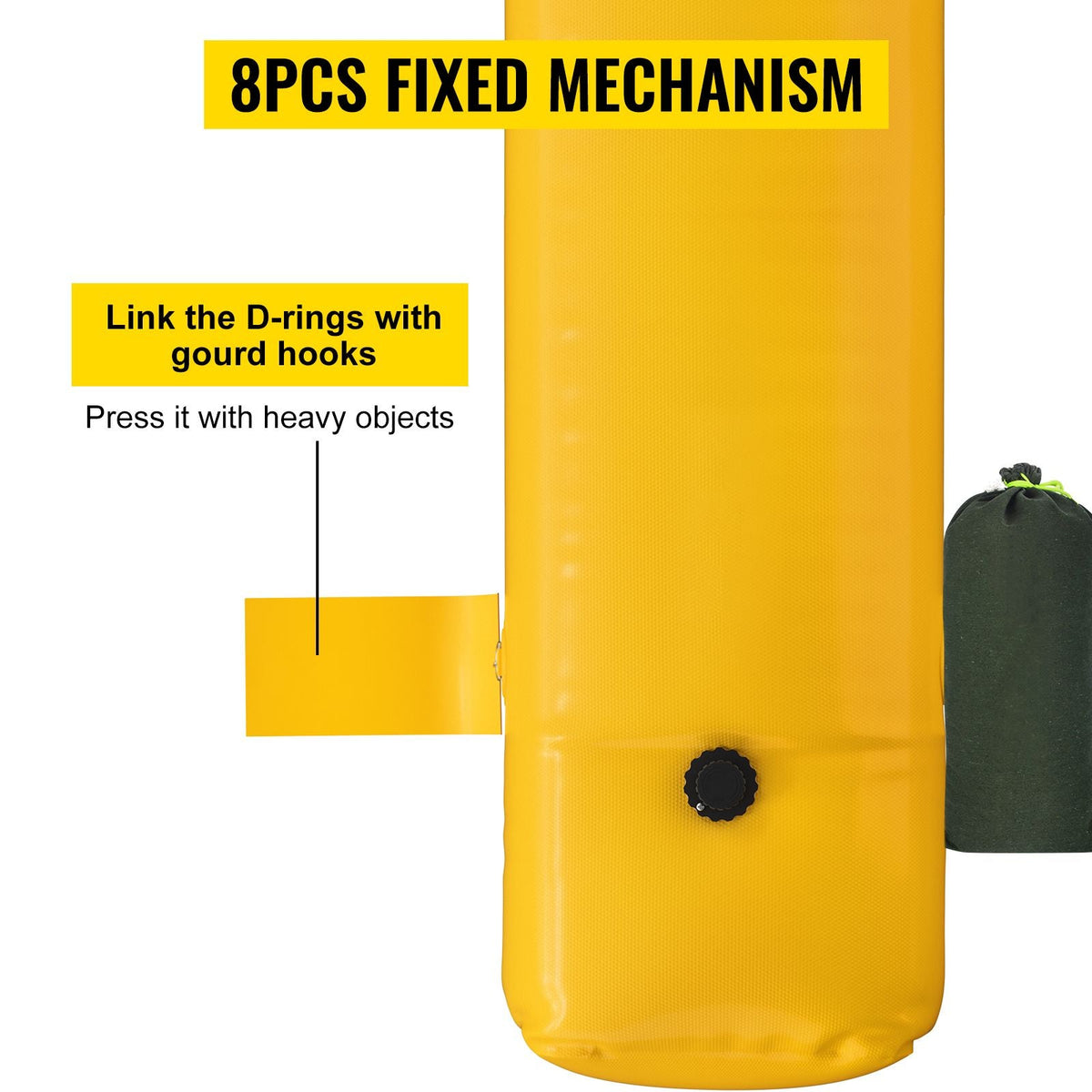 Flood Bag, 24 ft Length x 12 in Height, Reusable PVC Water Diversion Tubes, Lightweight with Excellent Waterproof Effect Used for Doorways, Garages, Yellow