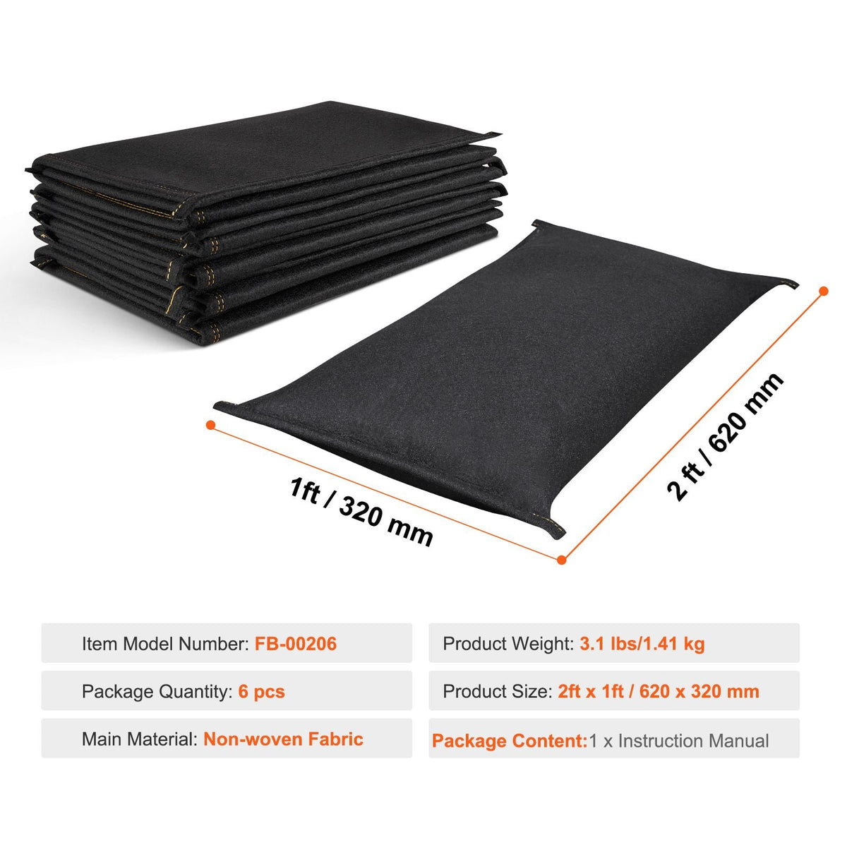 Flood Barriers, Water Flood Dam Bags 6 Pack, Water Barriers for Flooding, Water Activated Flood Barriers for Home, Doorway, Driveway(2FT x 1in)