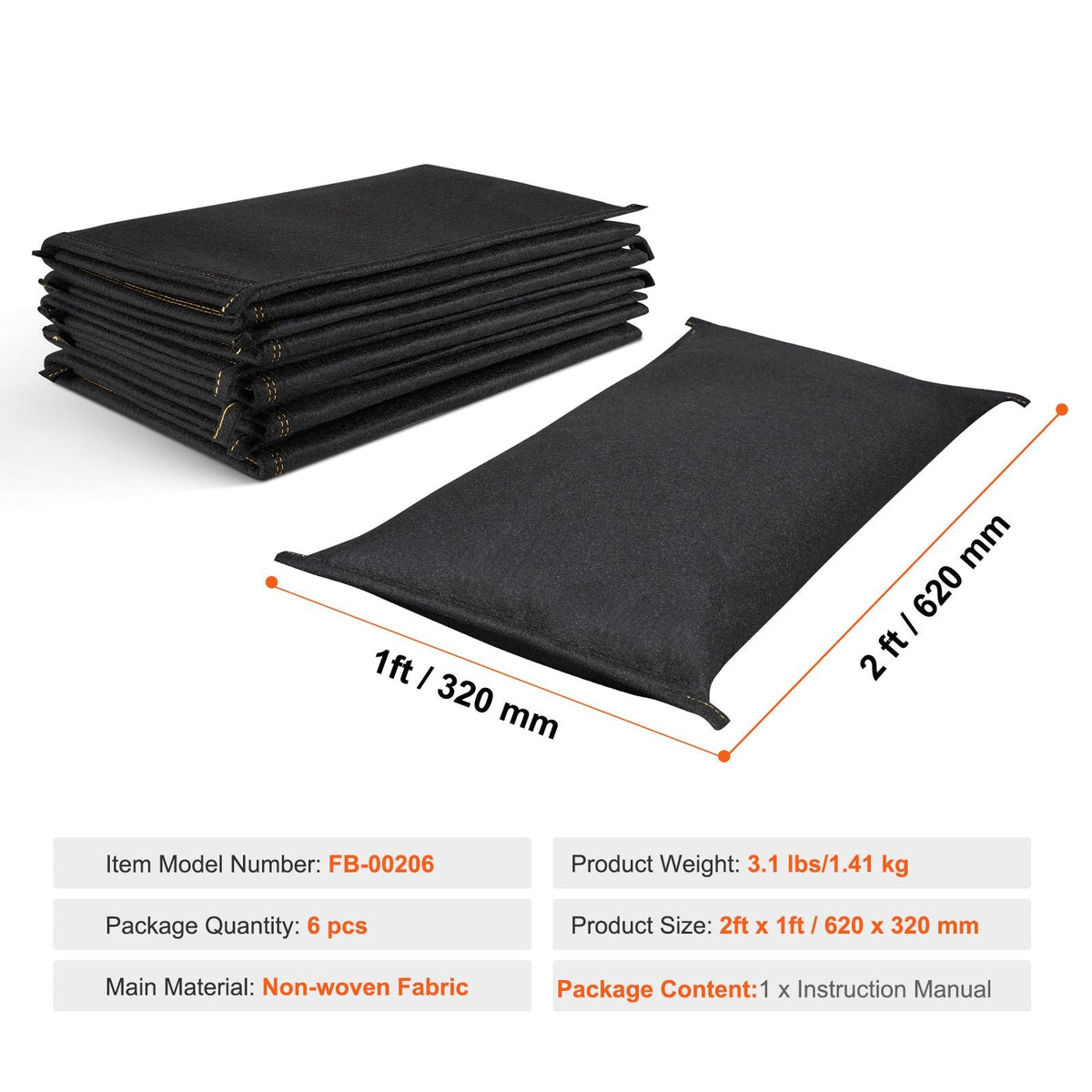 Flood Barriers, Water Flood Dam Bags 6 Pack, Water Barriers for Flooding, Water Activated Flood Barriers for Home, Doorway, Driveway(2FT x 1in)