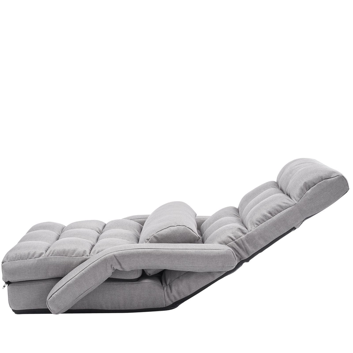 Floor Chair, Floor Gaming Chair with 5 Adjustable Position and Back Support, Folding Sofa Chair with Armrest for Adults, Sofa Lounger Bed with Back Cushion for Living Room and Bedroom, Gray