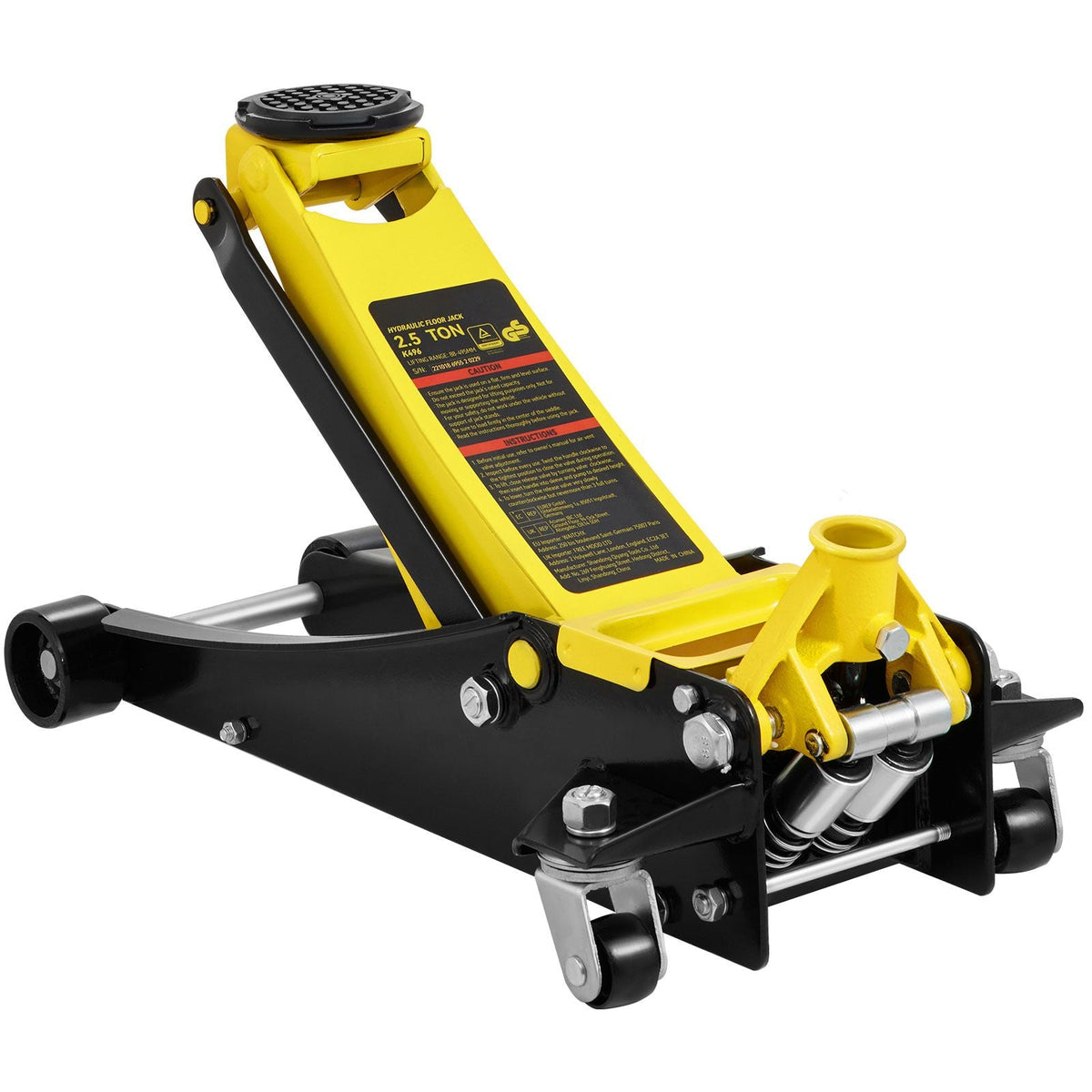 Floor Jack, 2.5 Ton Low Profile Floor Jack, Heavy-duty Steel Racing Floor Jack with Dual Pistons Quick Lift Pump, Floor Jack Lifting Range 3.64"-19.49"