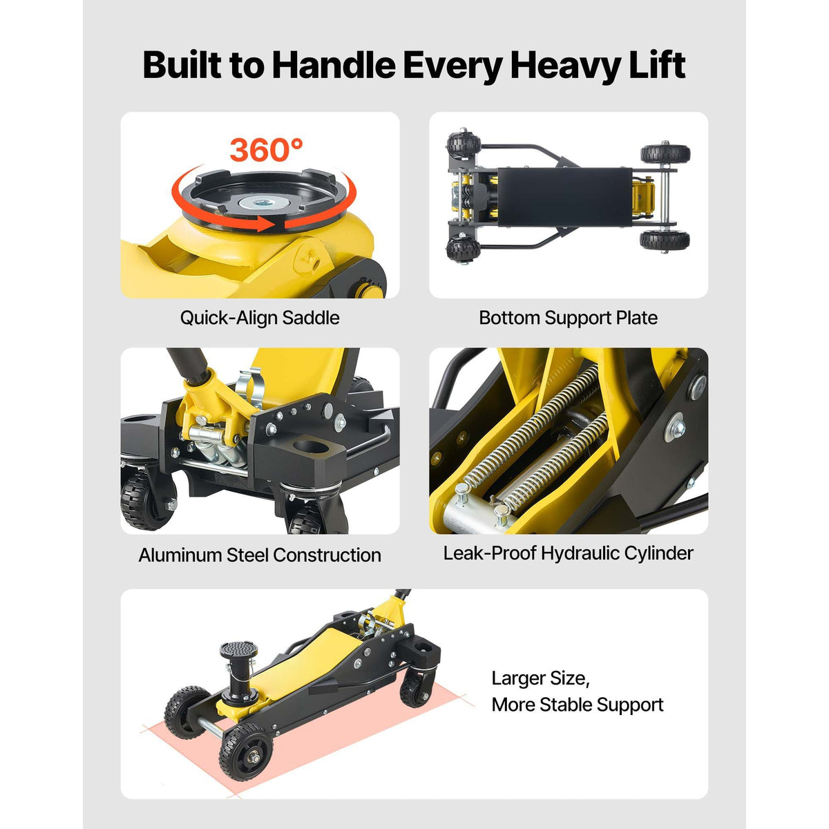 Floor Jack, 3 Ton (6614 lbs) Capacity, Aluminum & Steel Racing Floor Jack with Dual Pistons Quick Lift Pump & Extension Post, Hydraulic Trolley Car Lift for SUV Pickup, Lifting Range 5.9"-29.3"