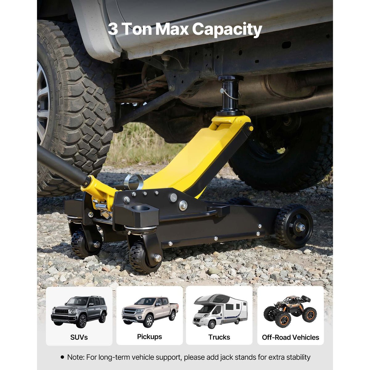 Floor Jack, 3 Ton (6614 lbs) Capacity, Aluminum & Steel Racing Floor Jack with Dual Pistons Quick Lift Pump & Extension Post, Hydraulic Trolley Car Lift for SUV Pickup, Lifting Range 5.9"-29.3"