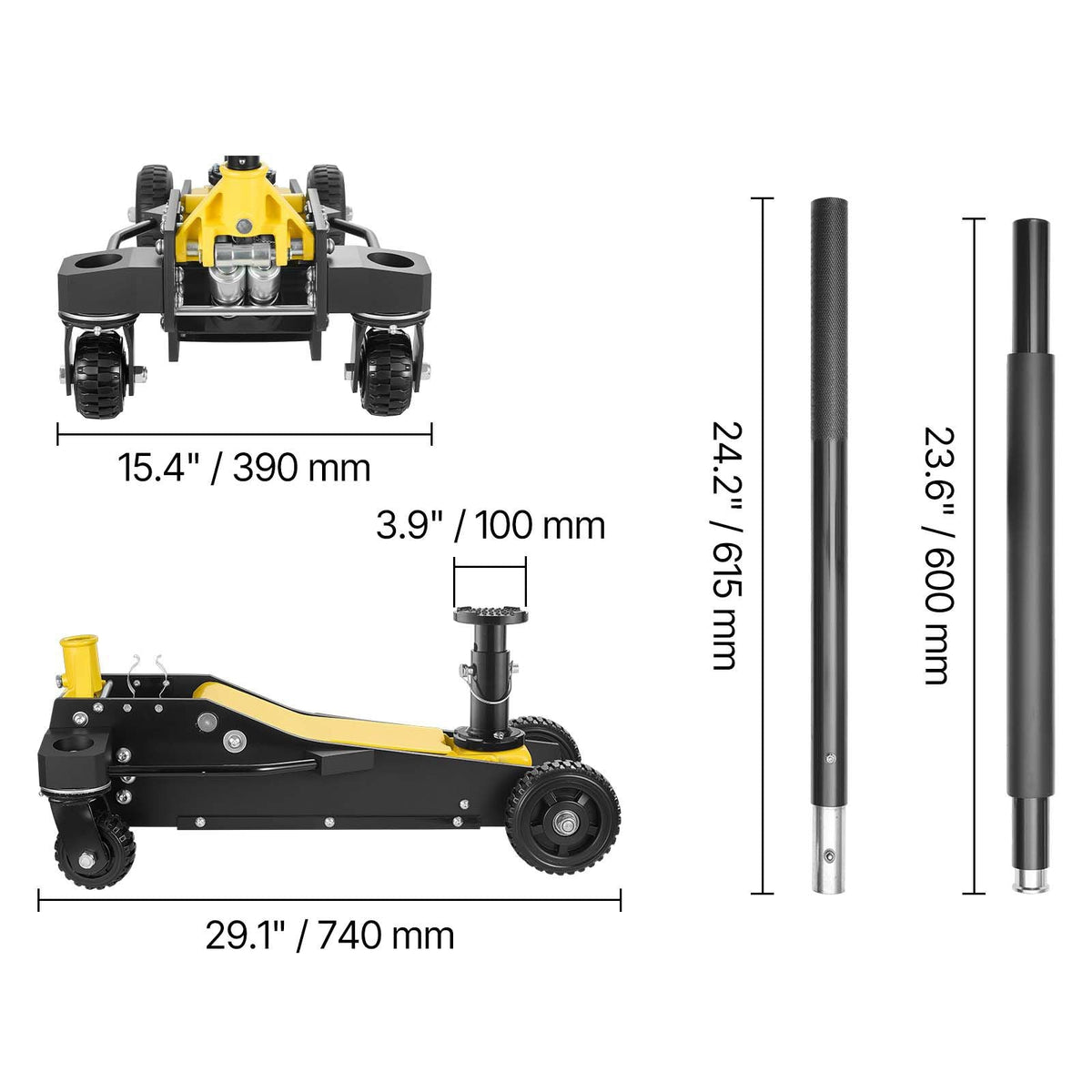 Floor Jack, 3 Ton (6614 lbs) Capacity, Aluminum & Steel Racing Floor Jack with Dual Pistons Quick Lift Pump & Extension Post, Hydraulic Trolley Car Lift for SUV Pickup, Lifting Range 5.9"-29.3"