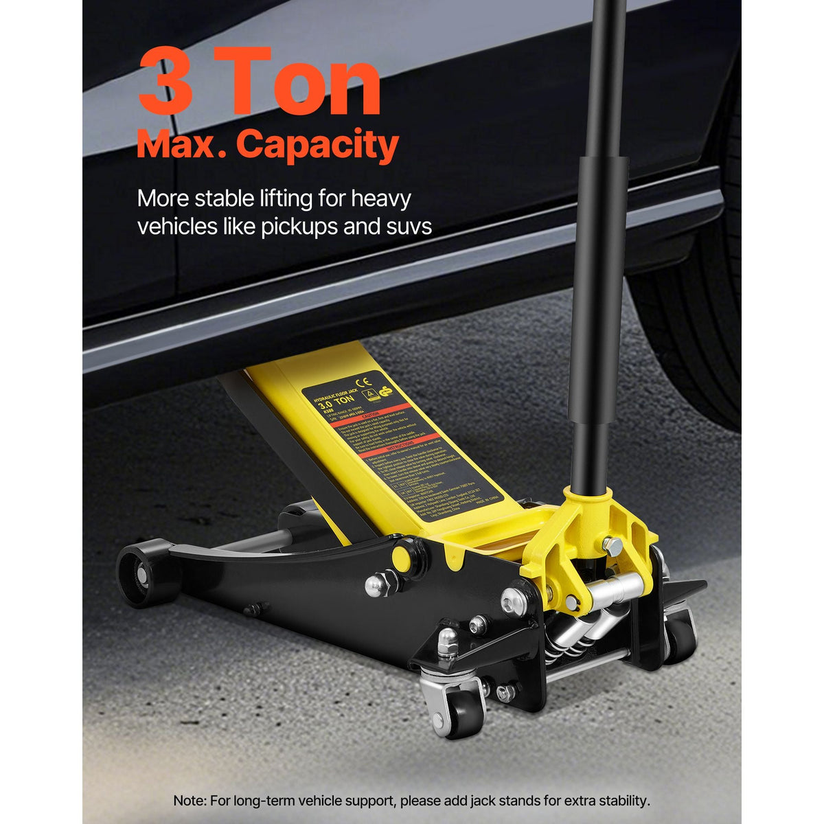 Floor Jack, 3 Ton Low Profile Floor Jack, Heavy-duty Steel Racing Floor Jack with Dual Pistons Quick Lift Pump, Floor Jack Lifting Range 3.35"-19.69"