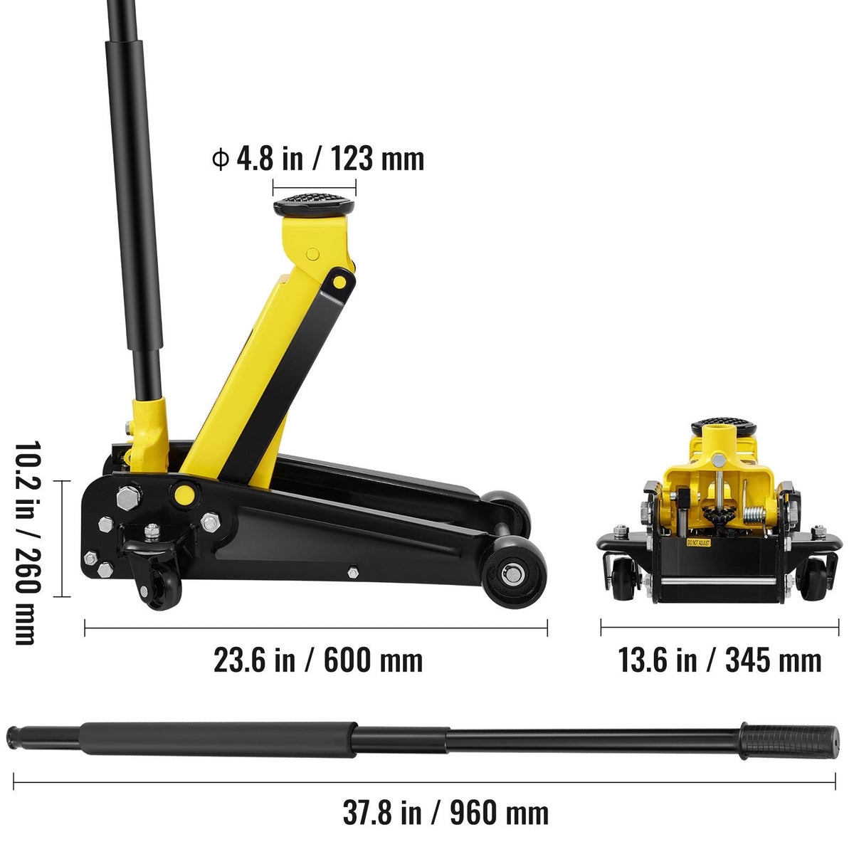 Floor Jack, 3 Ton Low Profile Floor Jack, Heavy-duty Steel Racing Floor Jack with Single Piston Quick Lift Pump, Floor Jack Lifting Range 5.12"-20"