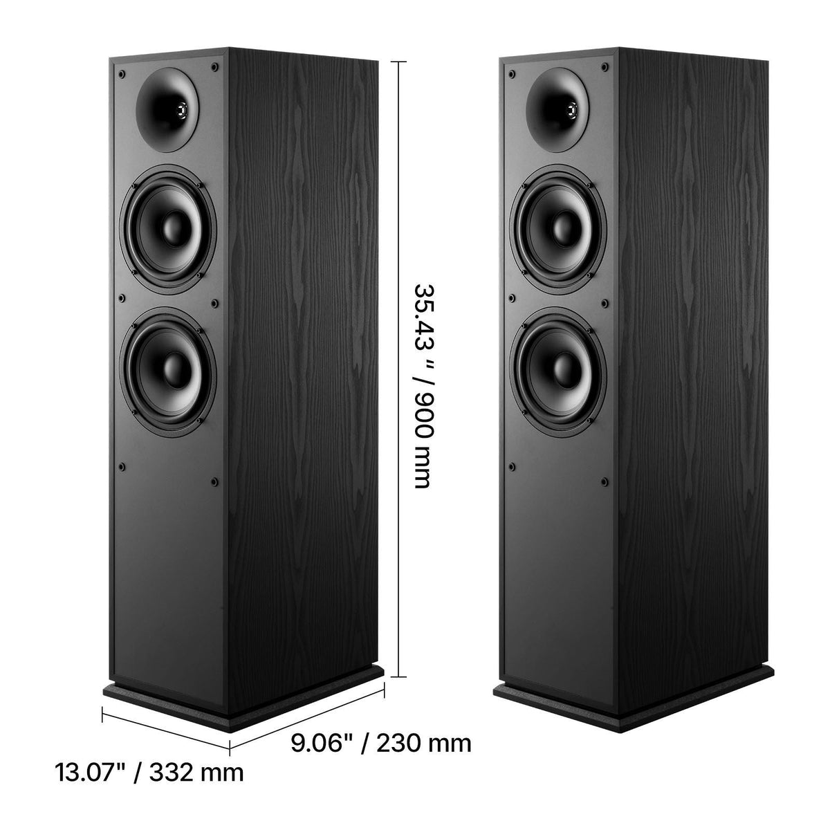 Floorstanding Speakers, 2-Way, Floor-Standing Tower Speakers with 1 in Tweeter, Dual 6.5 in Woofers, 400W Peak Power, 65Hz–20kHz Frequency Response, Durable MDF Enclosure, for Home Audio, Pair