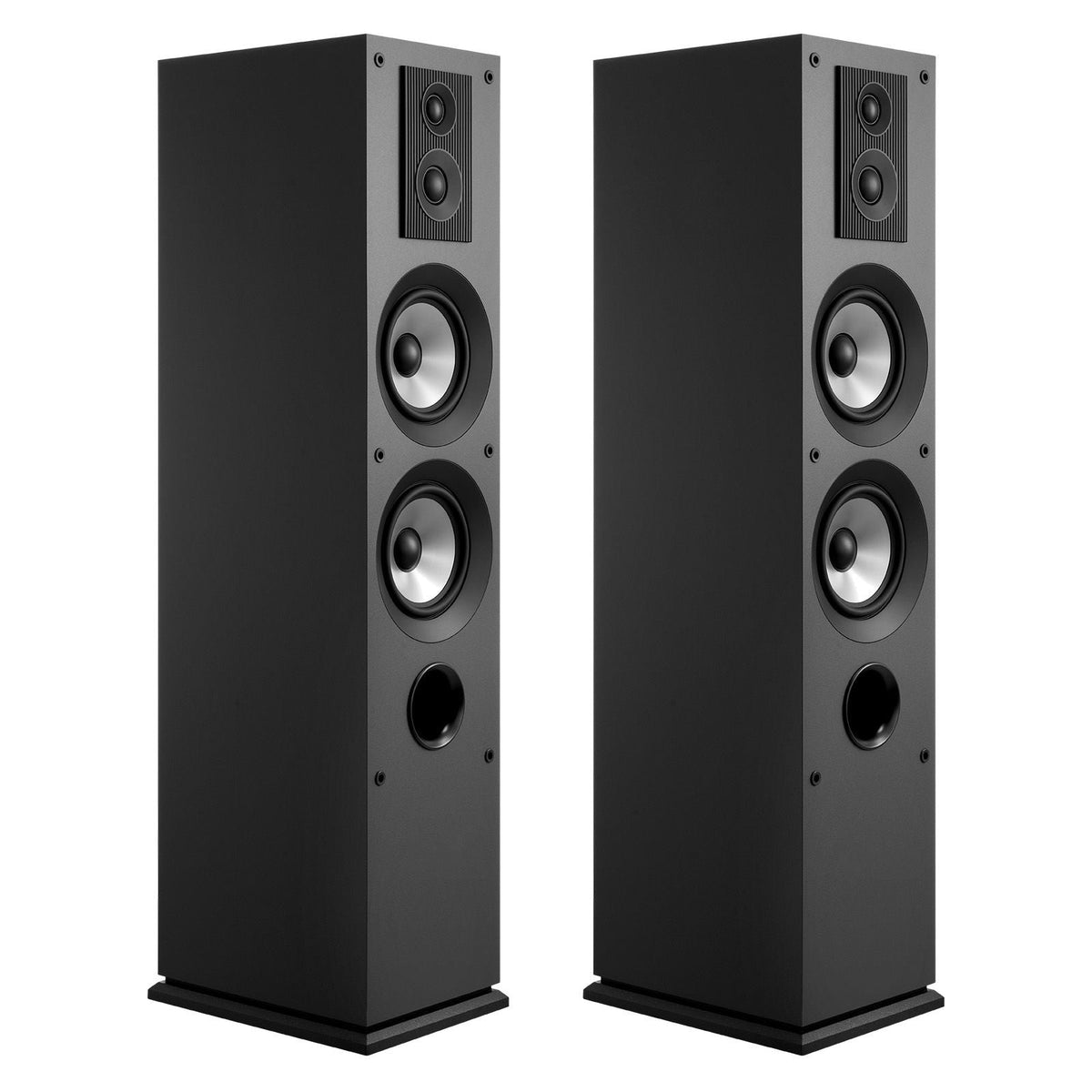 Floorstanding Speakers Pair, 3-Way, Floor-Standing Tower Speakers with 0.75 in & 1 in Tweeter, Dual 5.25 in Woofers, 145W Peak Power, 70Hz–20kHz Frequency Response, MDF Enclosure, for Home Audio