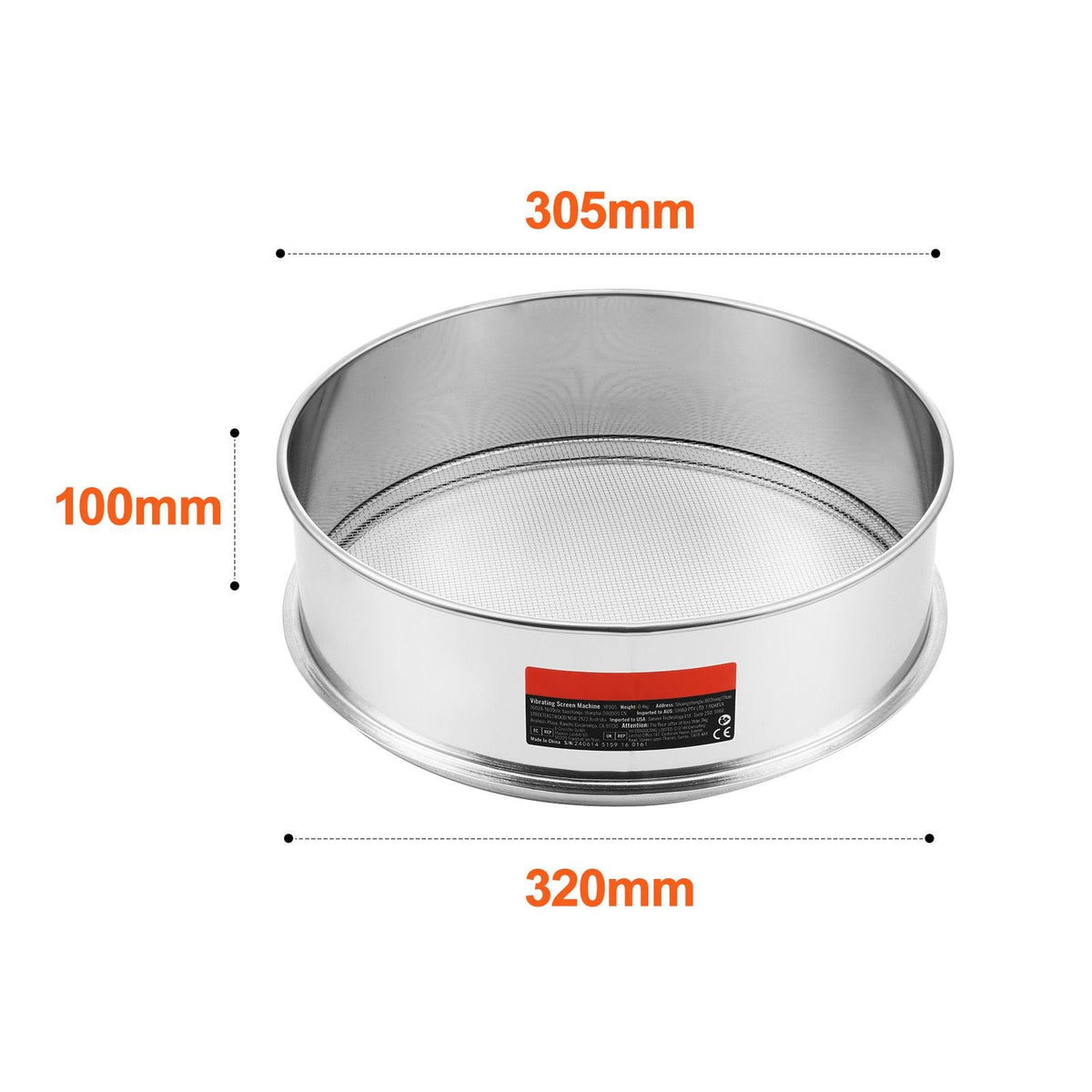 Flour Sieve Fine Mesh, 10 Mesh Flour Sifter, 304 Stainless Steel Fine Mesh Sifter Food-grade, Dia. 12.6" Fine Mesh Strainers for Baking, 5 Sizes Mesh hole for Mungbean, Rice, Flour, Pearl Powder