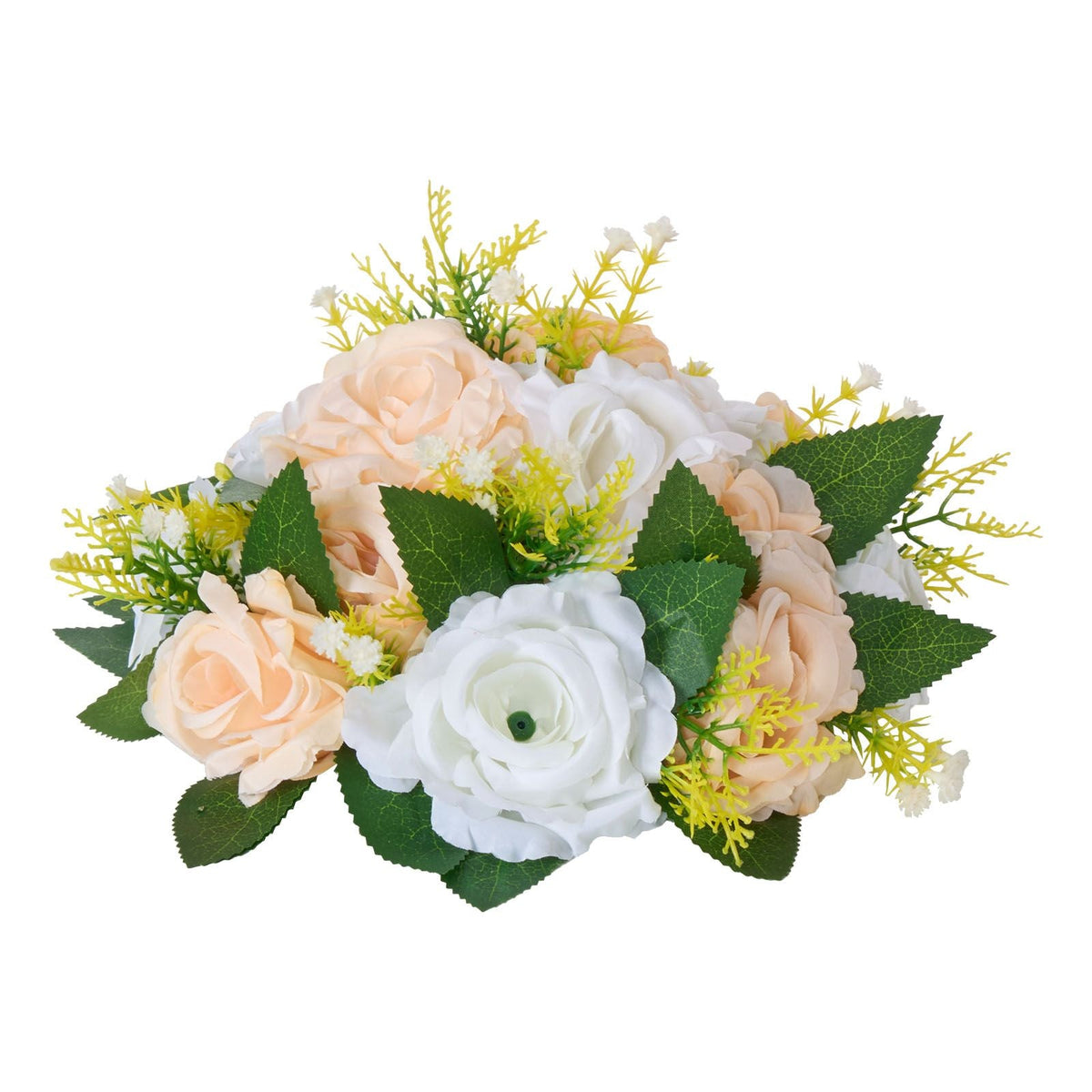 Flower Ball Arrangement Bouquet 10 PCS, 9.5-Inch Diameter Artificial Flower Balls Wedding Table Centerpieces, Rose Arrangements for Wedding Centerpiece Home Decoration, Champagne & White Roses