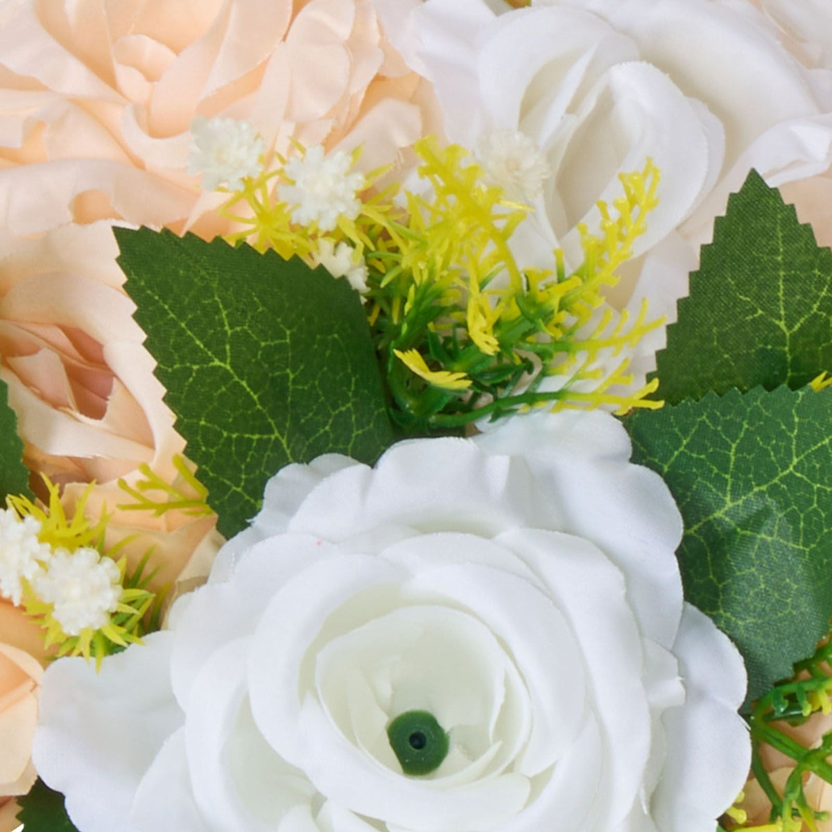 Flower Ball Arrangement Bouquet 10 PCS, 9.5-Inch Diameter Artificial Flower Balls Wedding Table Centerpieces, Rose Arrangements for Wedding Centerpiece Home Decoration, Champagne & White Roses