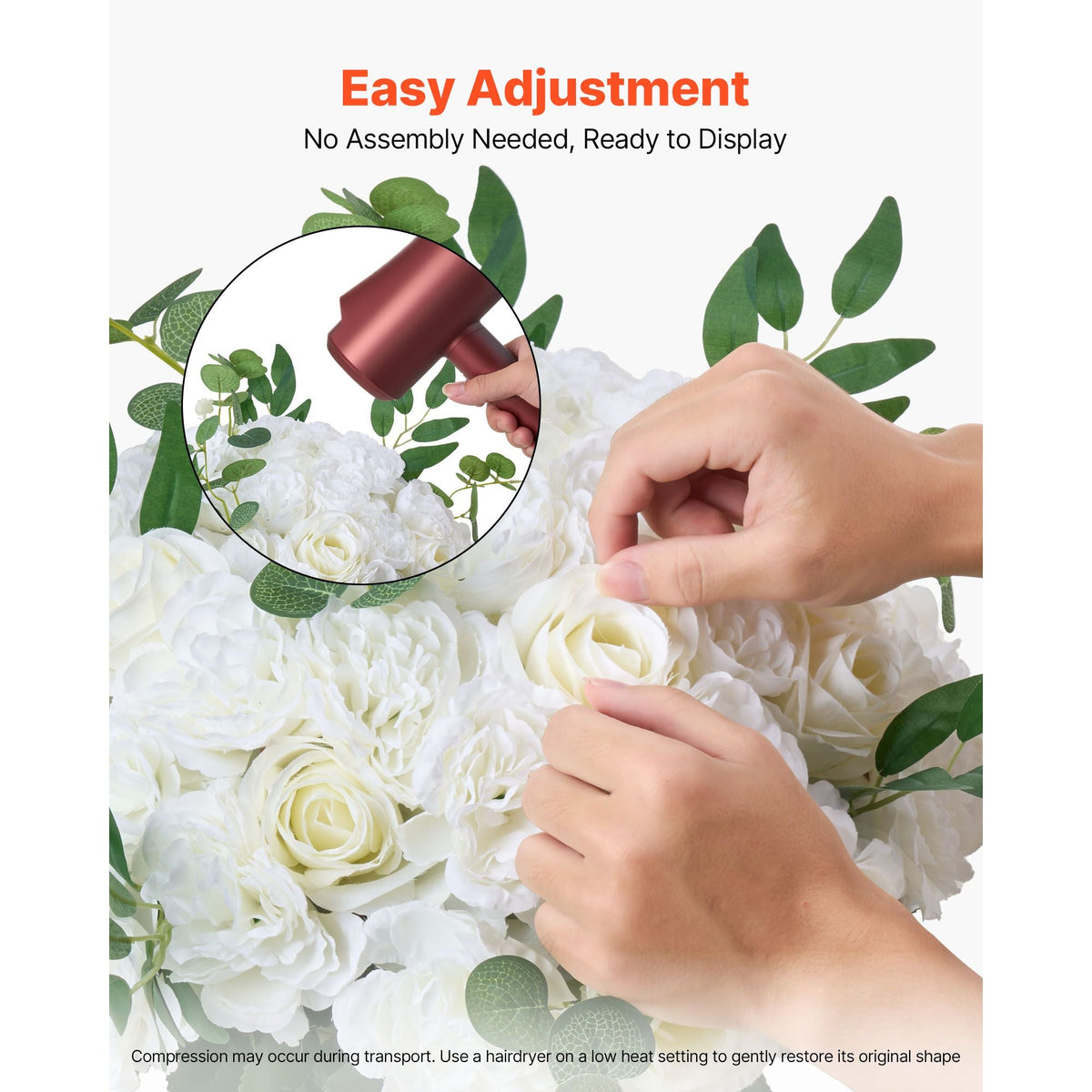 Flower Balls Arrangement Bouquet 10 PCS, 17.7-Inch Diameter Artificial Flower Balls Wedding White Roses Centerpieces, Faux Flowers Arrangements for Wedding Centerpiece Home Table Decorations