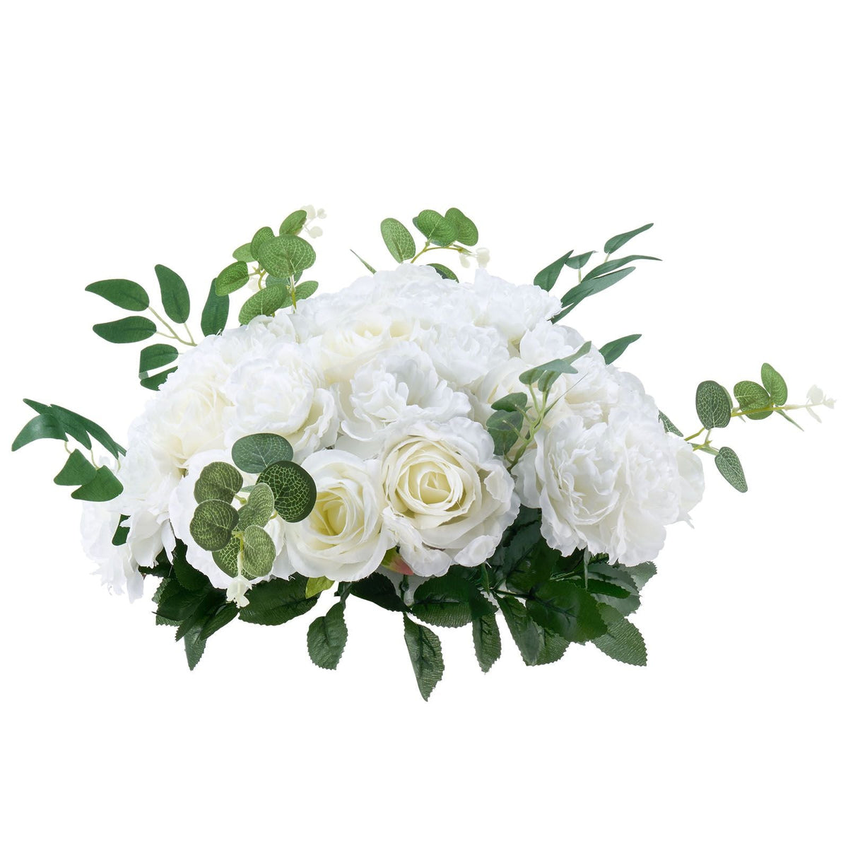 Flower Balls Arrangement Bouquet 10 PCS, 17.7-Inch Diameter Artificial Flower Balls Wedding White Roses Centerpieces, Faux Flowers Arrangements for Wedding Centerpiece Home Table Decorations