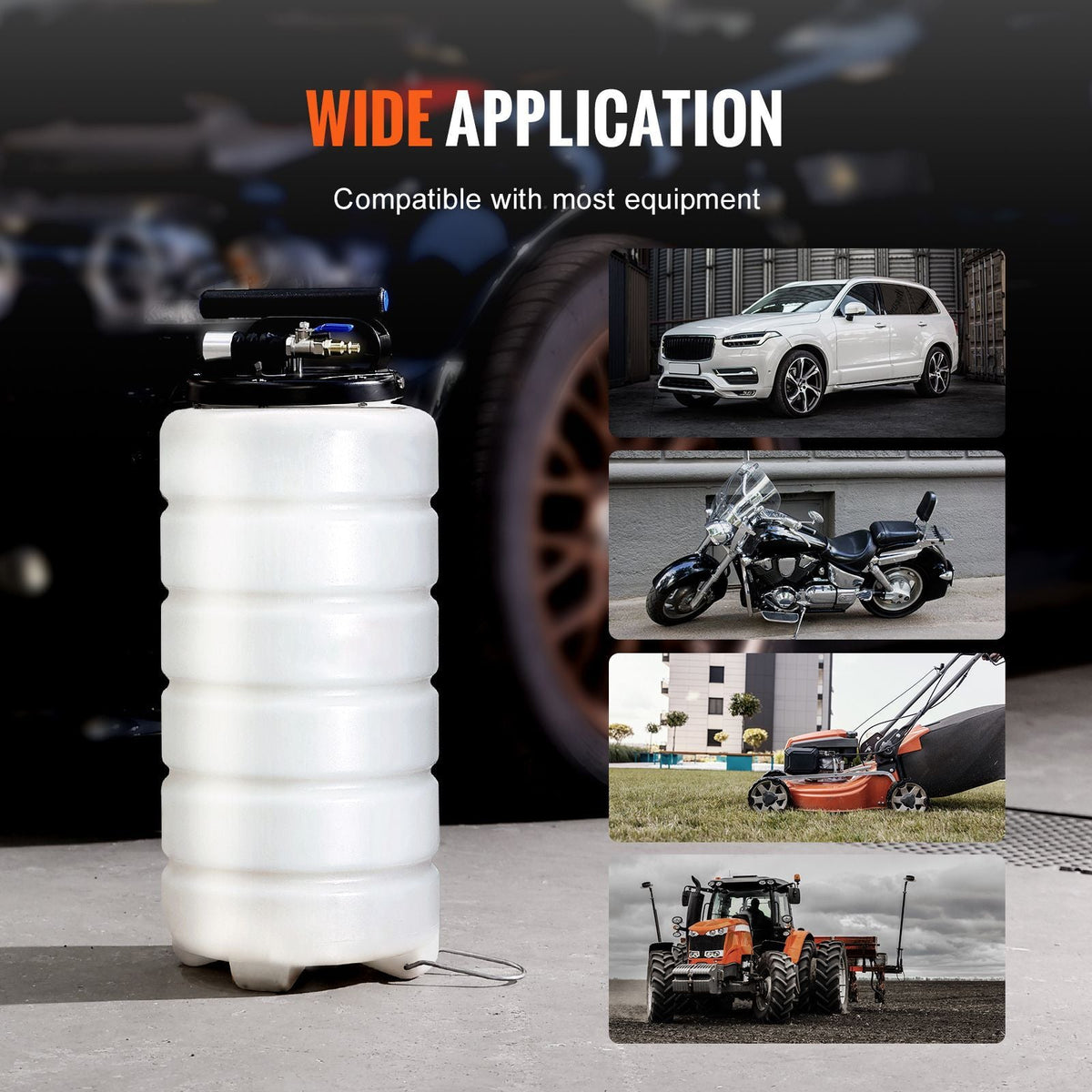Fluid Extractor, 4 Gallons (15 Liters), Pneumatic/Manual Oil Changer Vacuum Fluid Extractor with Dipstick and Suction Hose, Oil Extractor Change Pump for Automotive Fluids Vacuum Evacuation