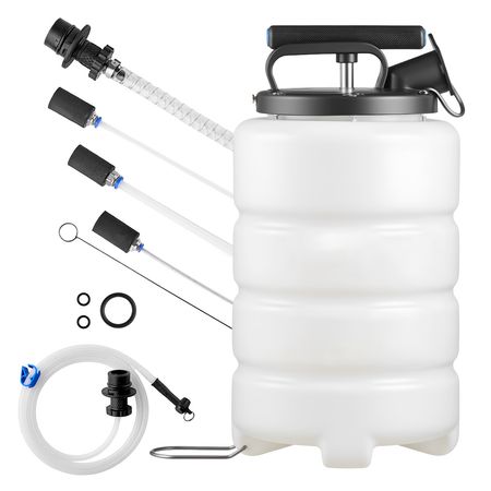 Fluid Extractor, 9.5 L Capacity, Manual Vacuum Oil Extractor Pump with 59 in Long Horse & Three 47 in Extension Tubes, Oil Change Pump with HDPE Tank for Cars, Lawn Mowers, Boats, Motorcycles