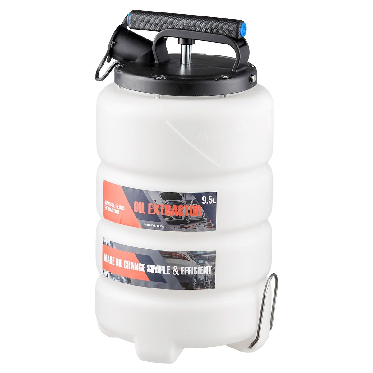 Fluid Extractor, 9.5 L Capacity, Manual Vacuum Oil Extractor Pump with 59 in Long Horse & Three 47 in Extension Tubes, Oil Change Pump with HDPE Tank for Cars, Lawn Mowers, Boats, Motorcycles