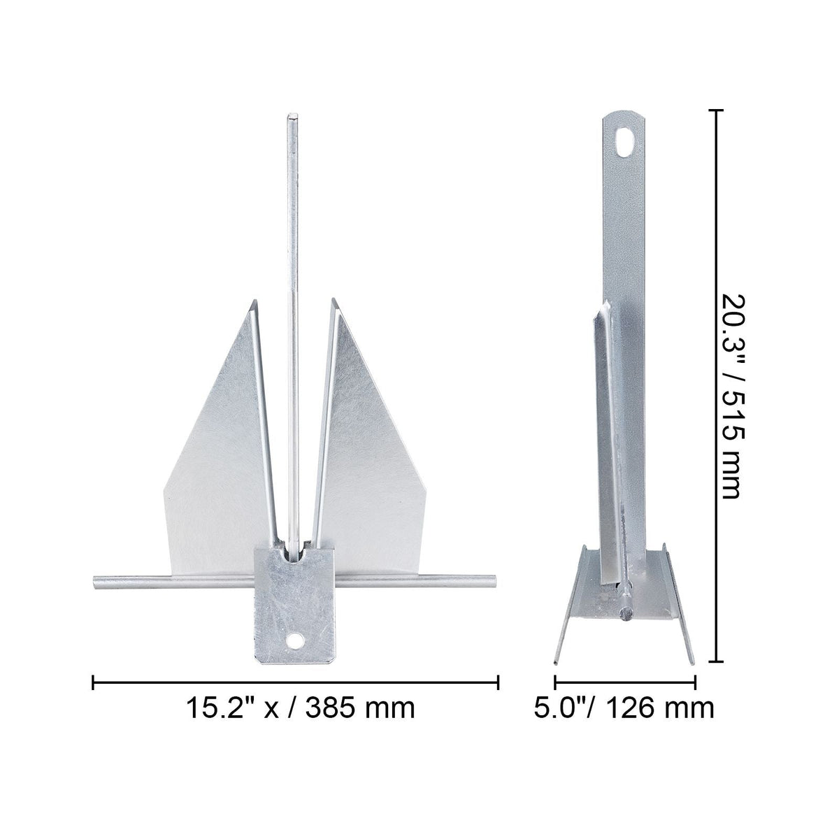 Fluke Style Anchor Kit, 8.5 LBS Hot-Dipped Galvanized Steel Fluke Anchor with 7.9' Chain, 75' Rope and Two 0.4" Shackles, Marine Boat Anchor for Small Vessels Under 18', Seas, Rivers and Shores